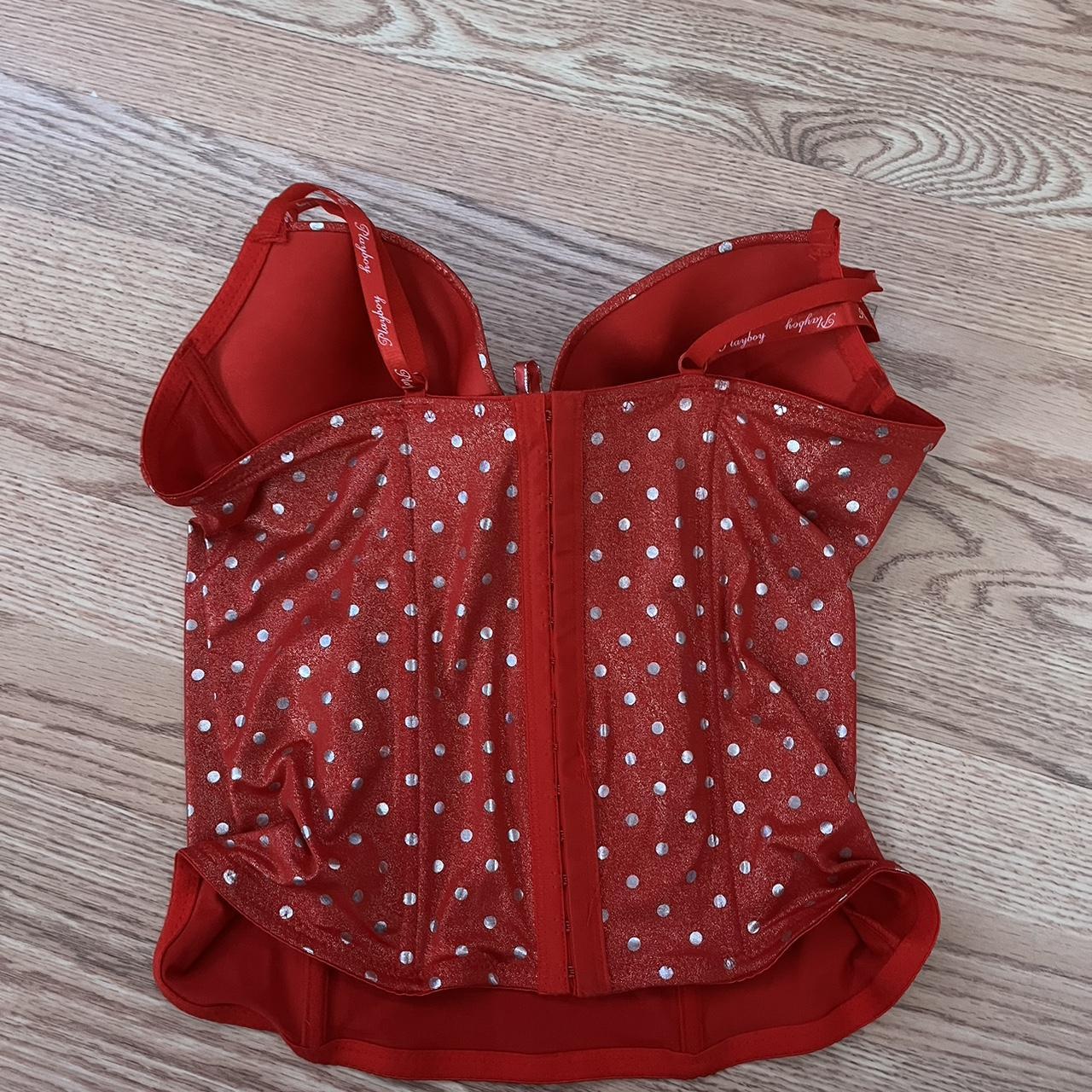 Red vintage playboy corset Would best fit a d - Depop