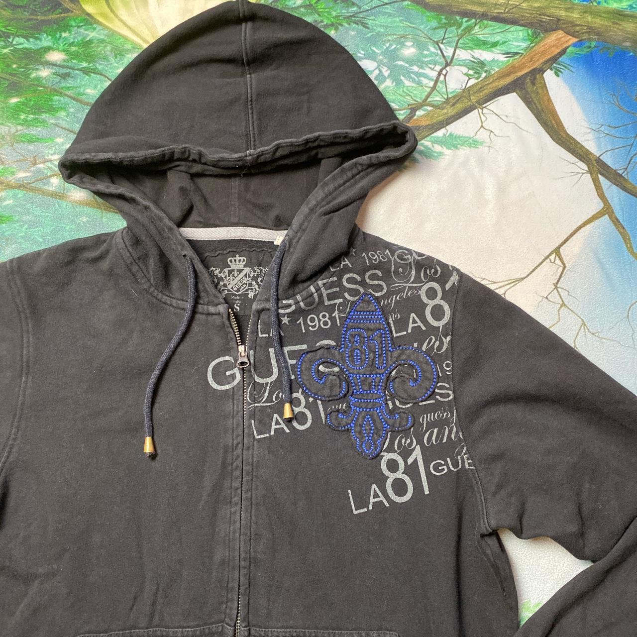 Guess Women's Black and Blue Hoodie (2)