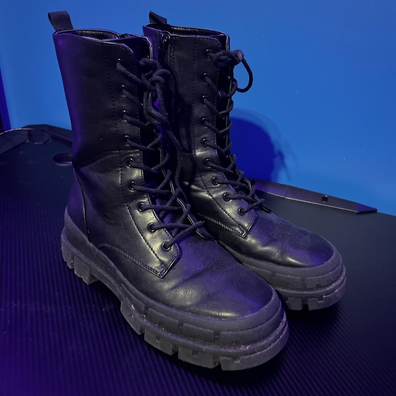 Grunge style platform combat boots size 8... Depop