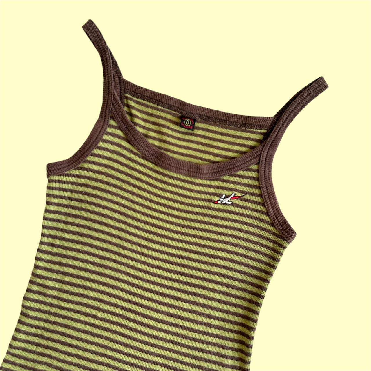 Hysteric glamour green and brown stripes knit cami | Depop