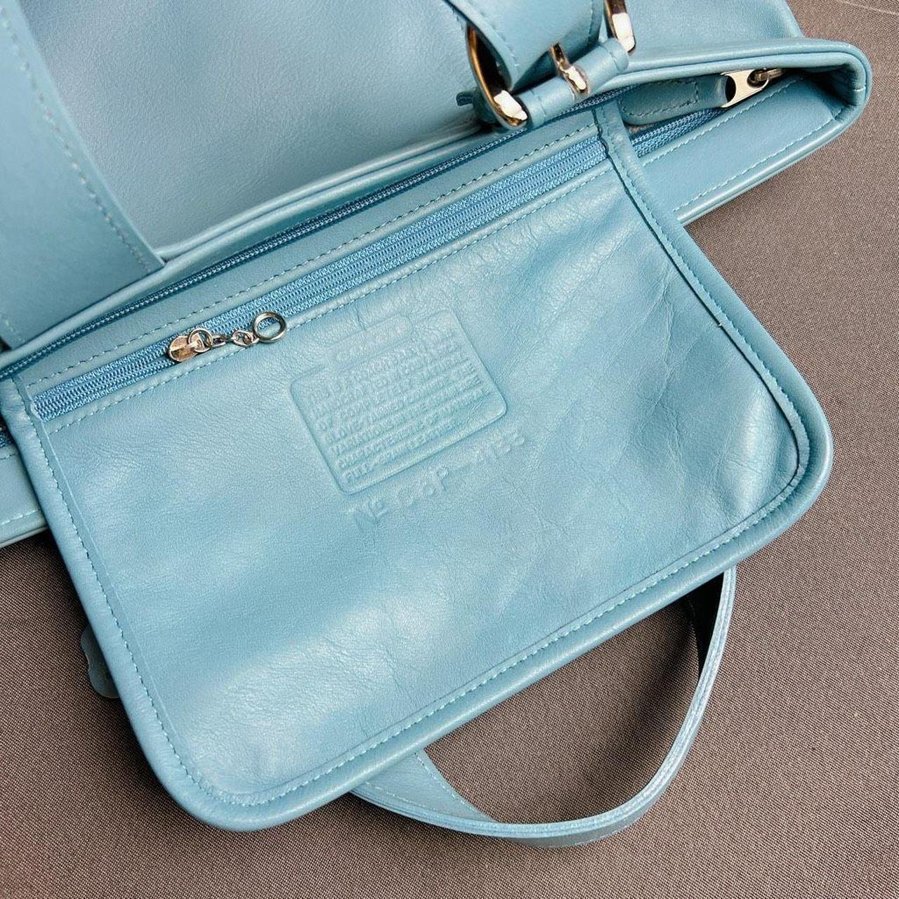 NWOT Coach vintage Waverly Blue Leather Satchel Tote | Depop