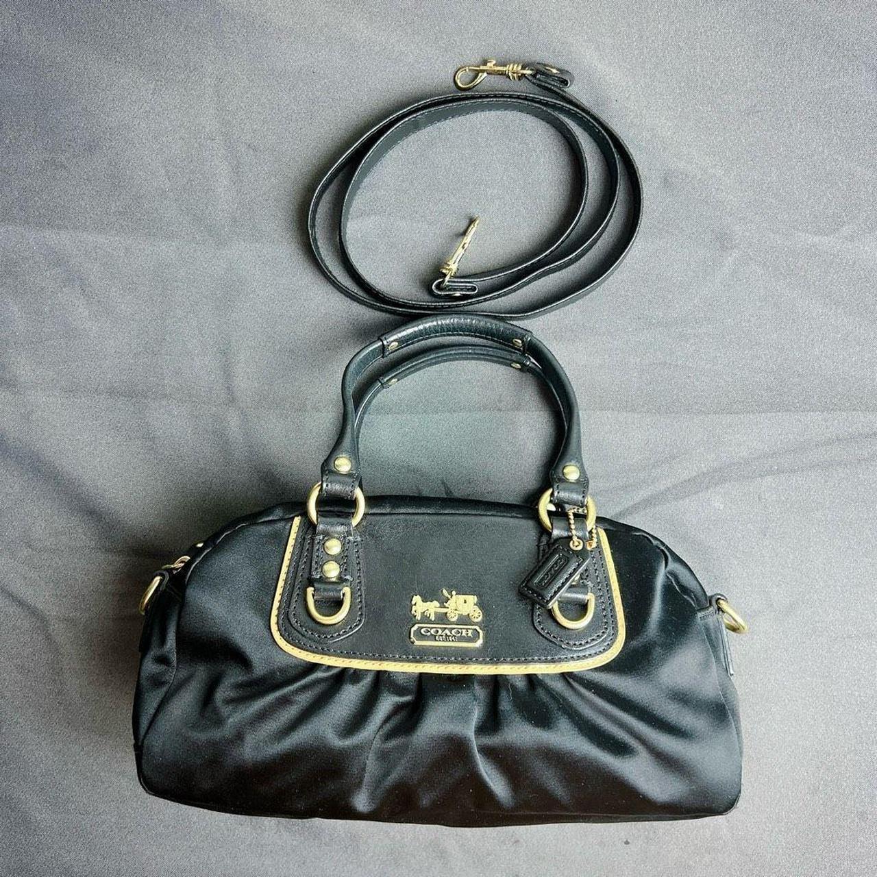 Coach Amanda Black top Satin Mini Satchel Crossbody Bag