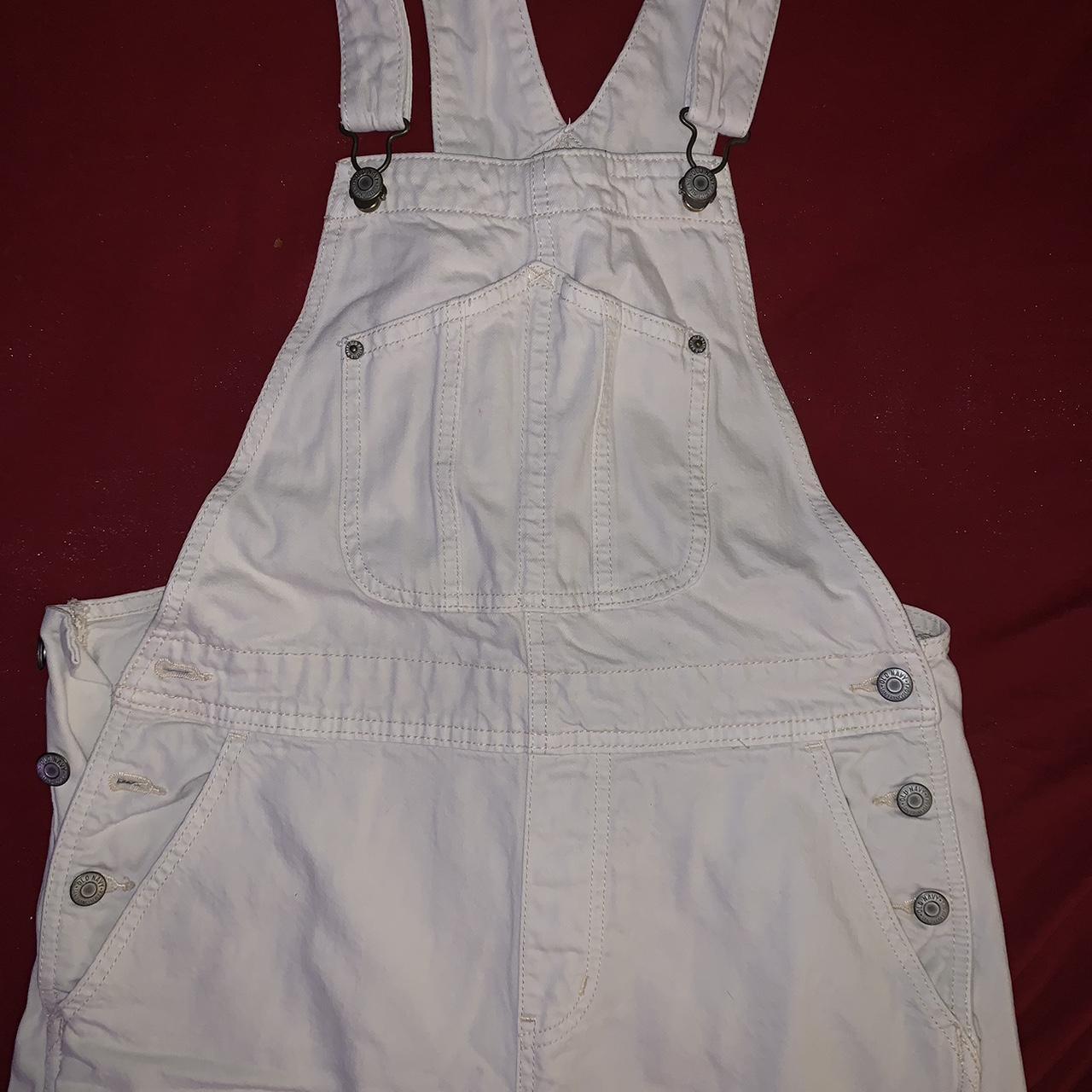 Old Navy Women's Cream Dungareesoveralls Depop