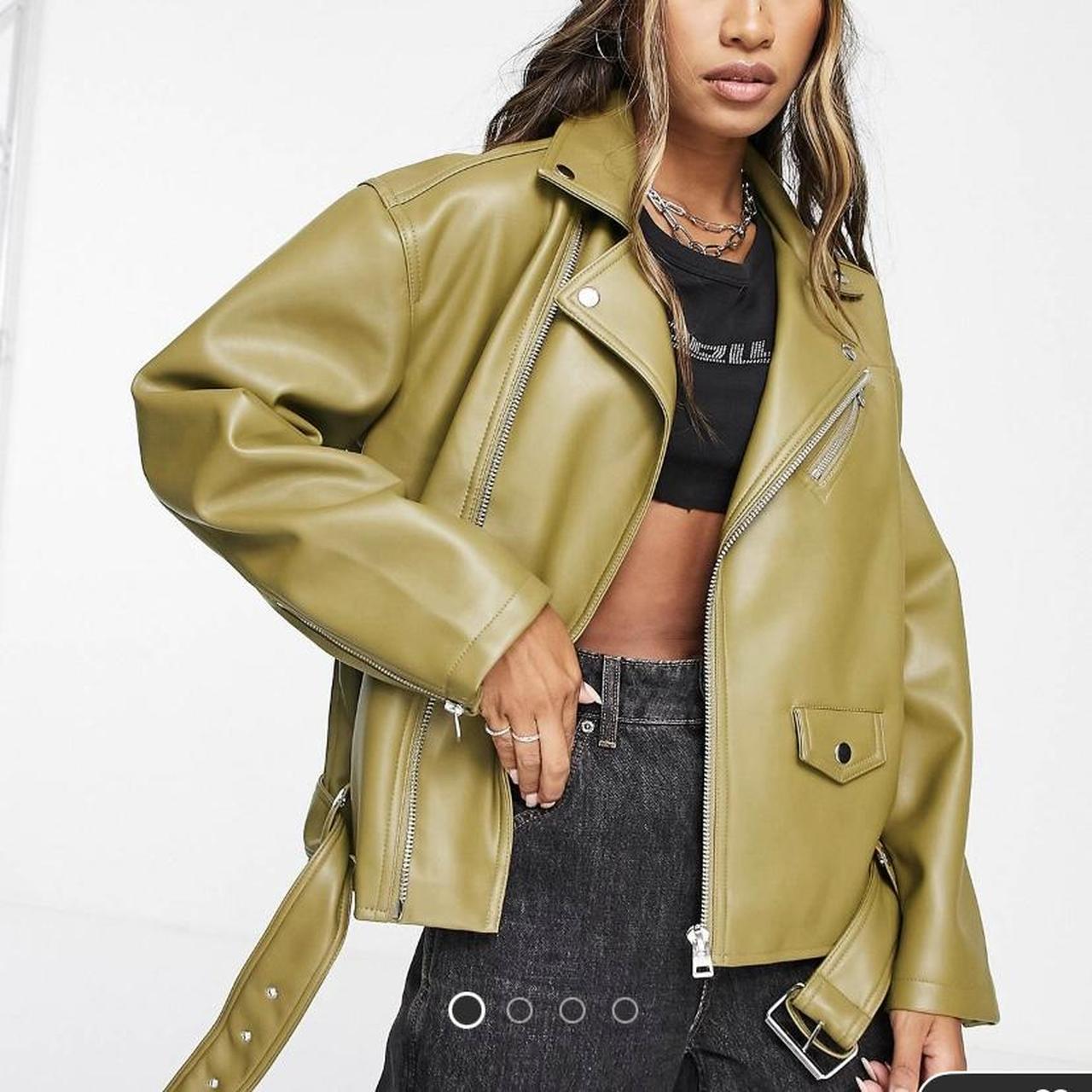 • Topshop faux leather oversized biker jacket
