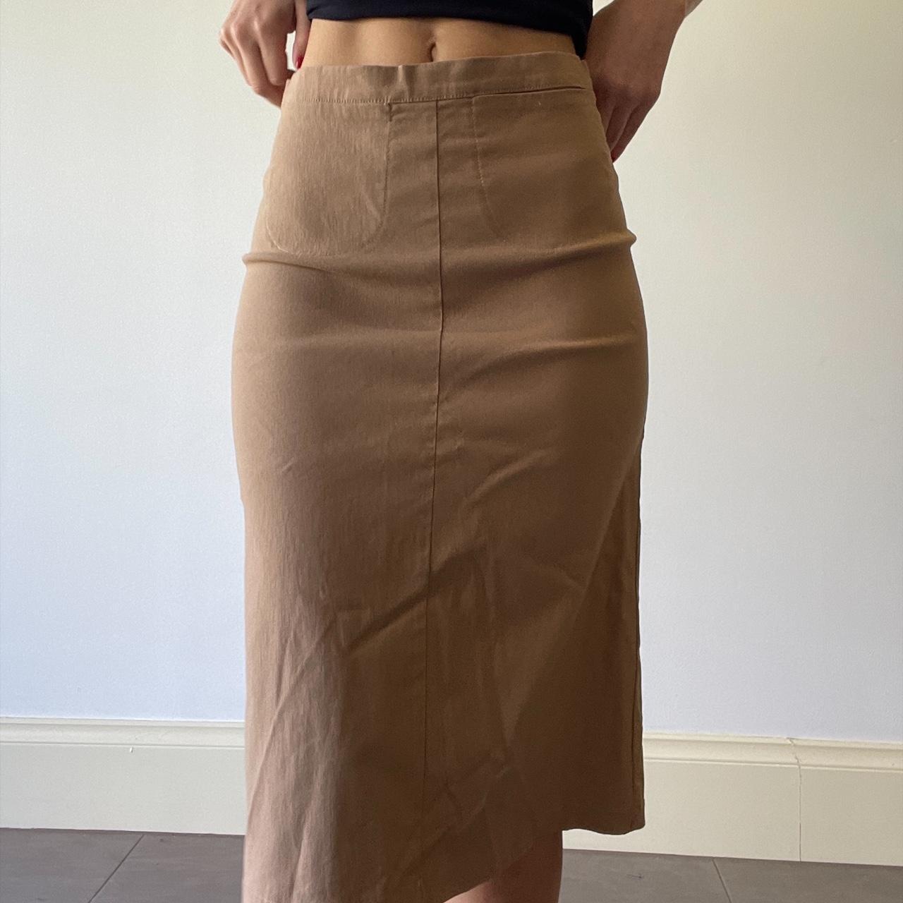 Vintage 2000s Y2K FASHION BABE tanned coloured midi... - Depop