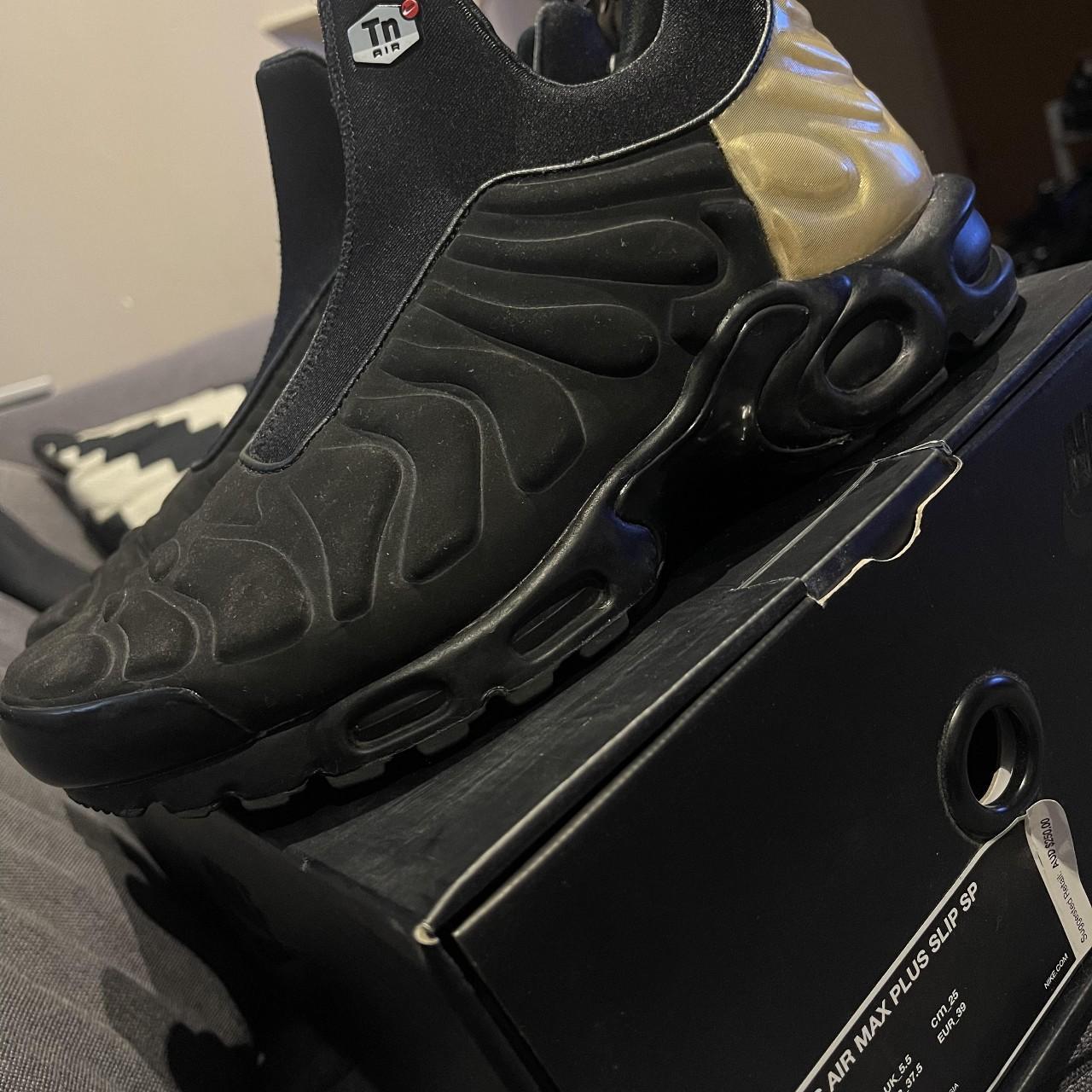 Nike Air Max Plus Tns Slip SP Black Metallic Gold. Depop