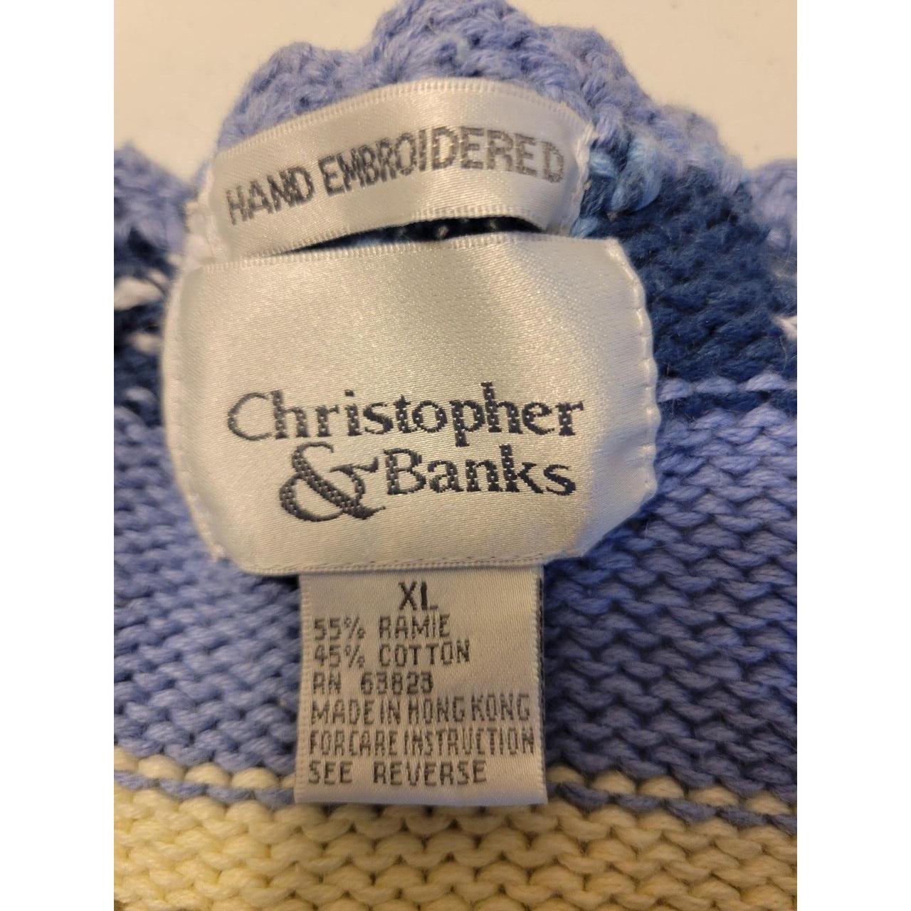 Christopher & Banks Blue Hand Embroidered Knit - Depop