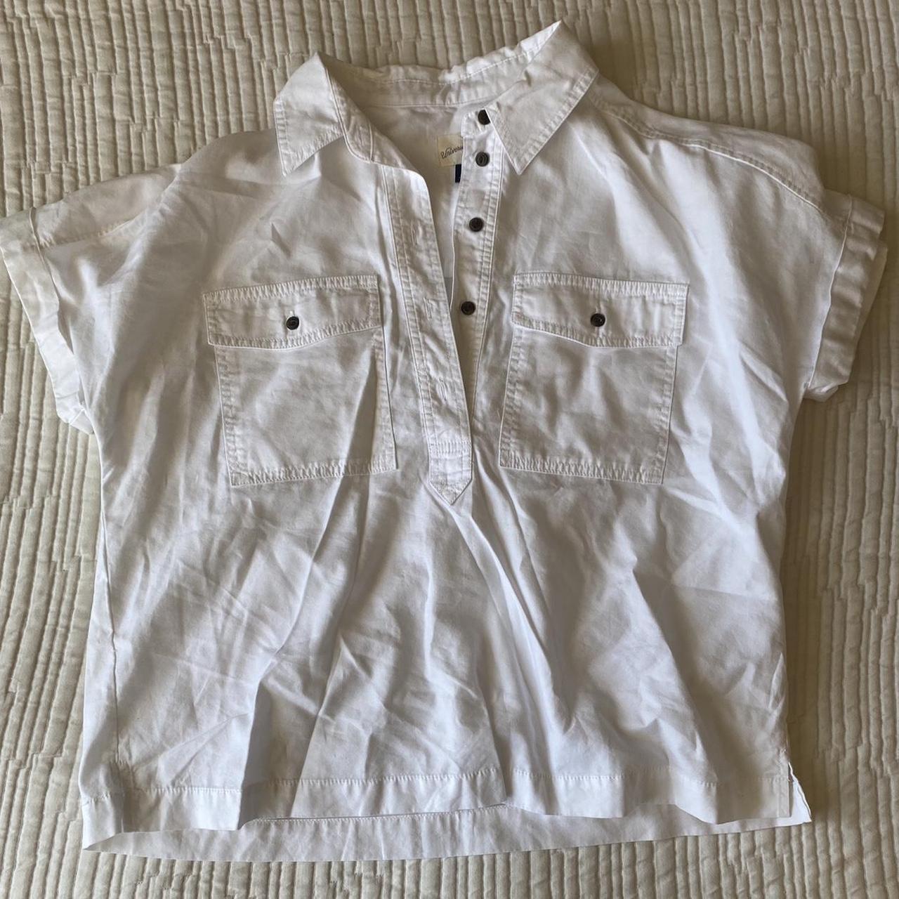 universal thread white quarter button up size medium - Depop