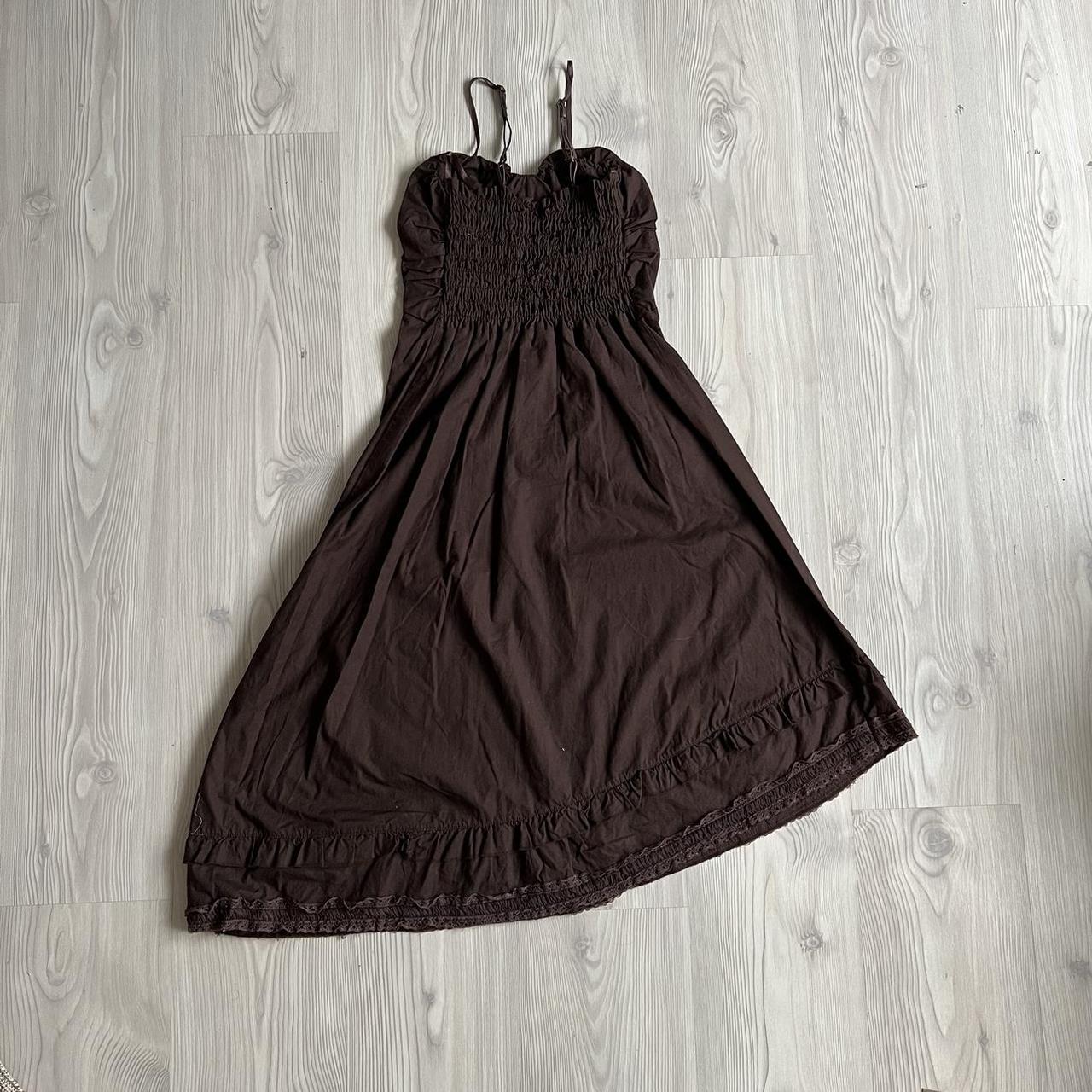 2000s forest fairy grunge asymetrical hem brown... - Depop