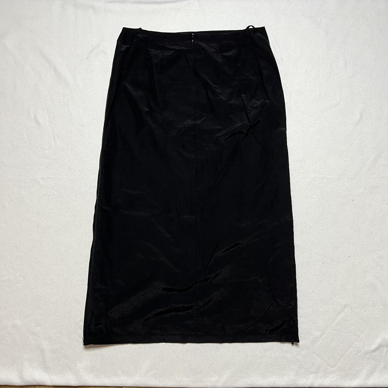 90s vintage black nylon maxi skirt by hirsch zipper... - Depop