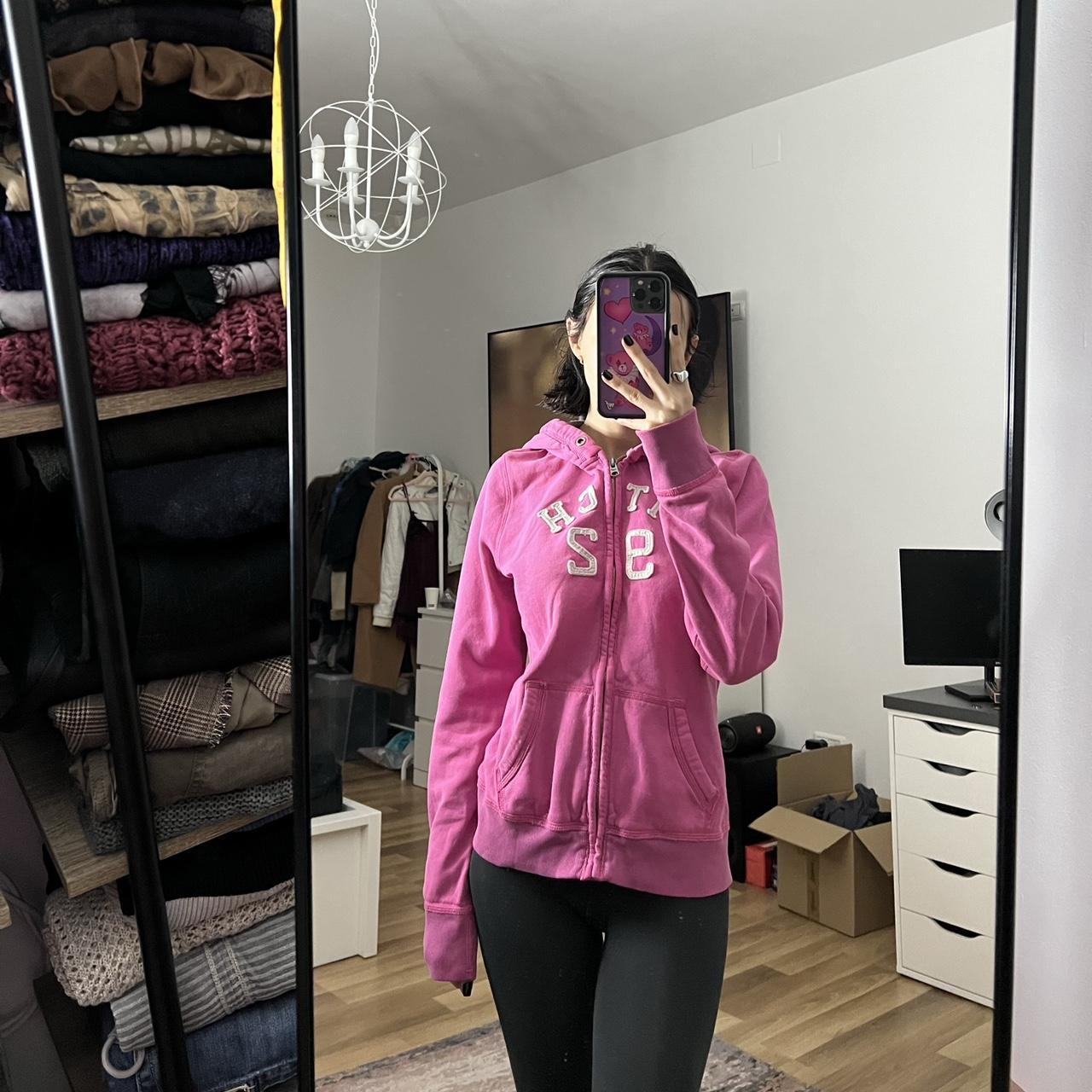 2010s pink abercrombie and fitch zip up hoodie... Depop