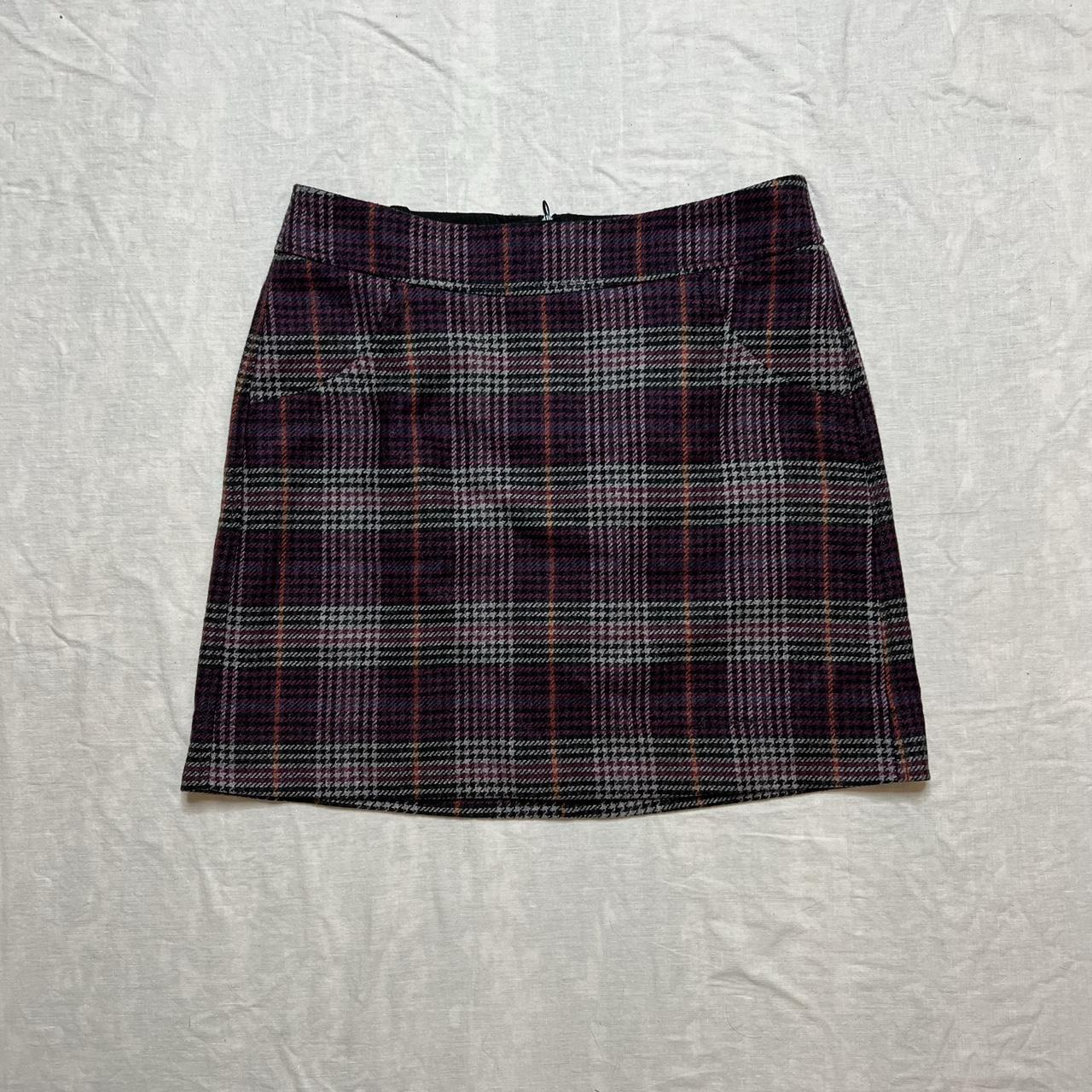 2000s mini plaid purple skirt with pockets in the... - Depop