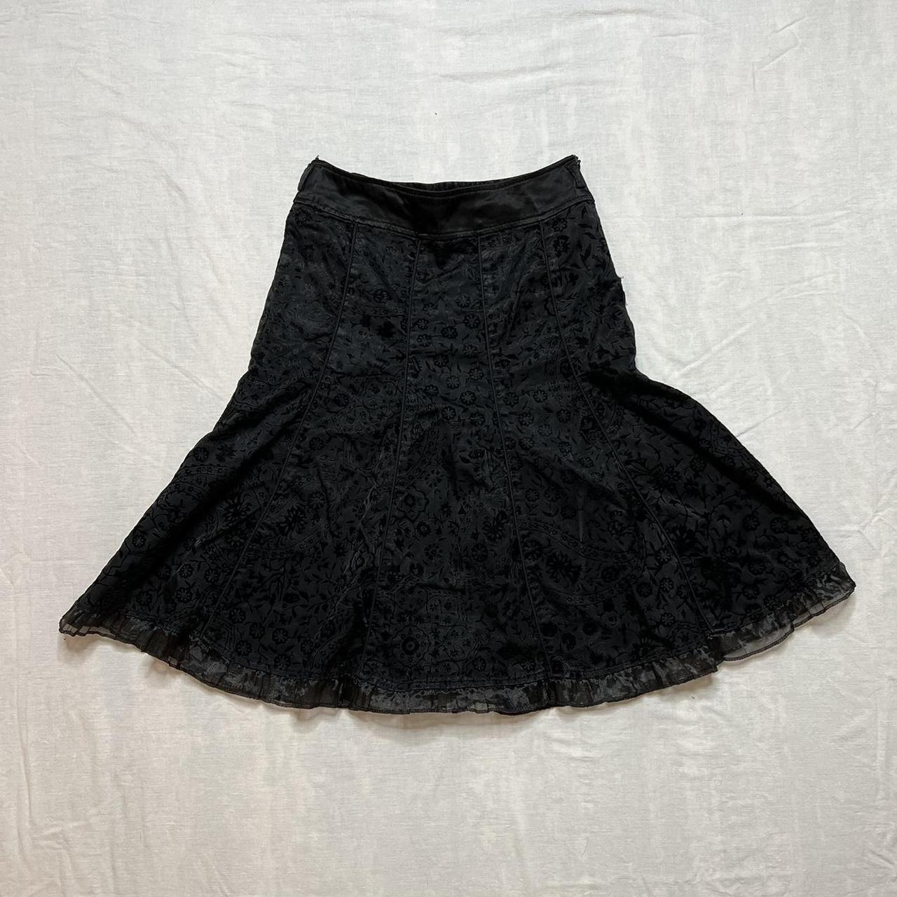 90s vintage black velvet flower embroidery goth... - Depop