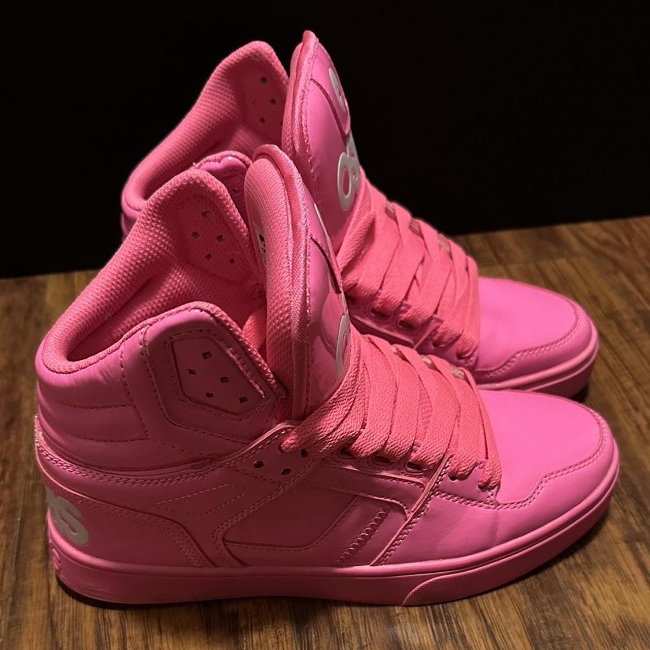 Osiris Barbie Pink Skate Shoes High tops Shiny... - Depop