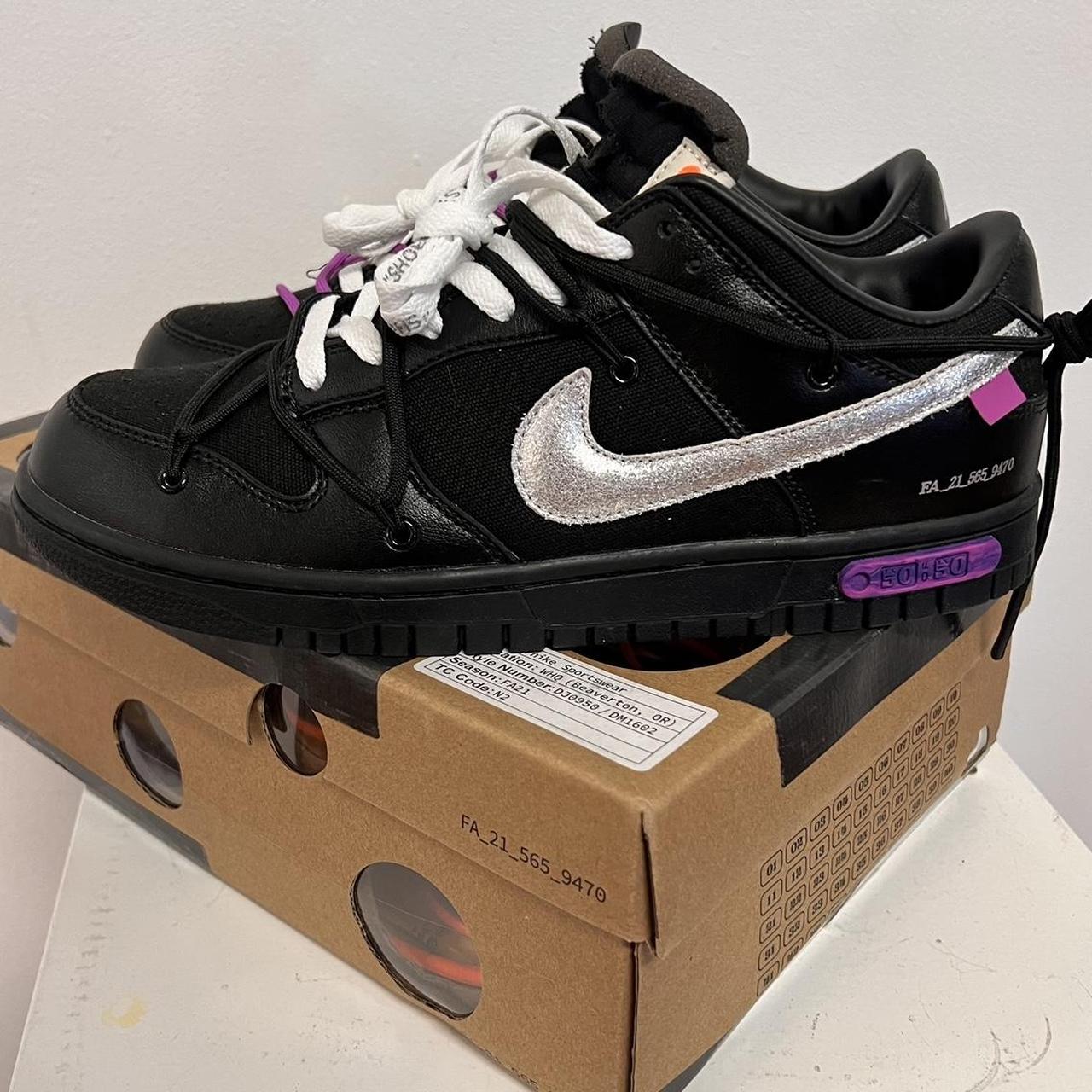 off white dunks purple laces