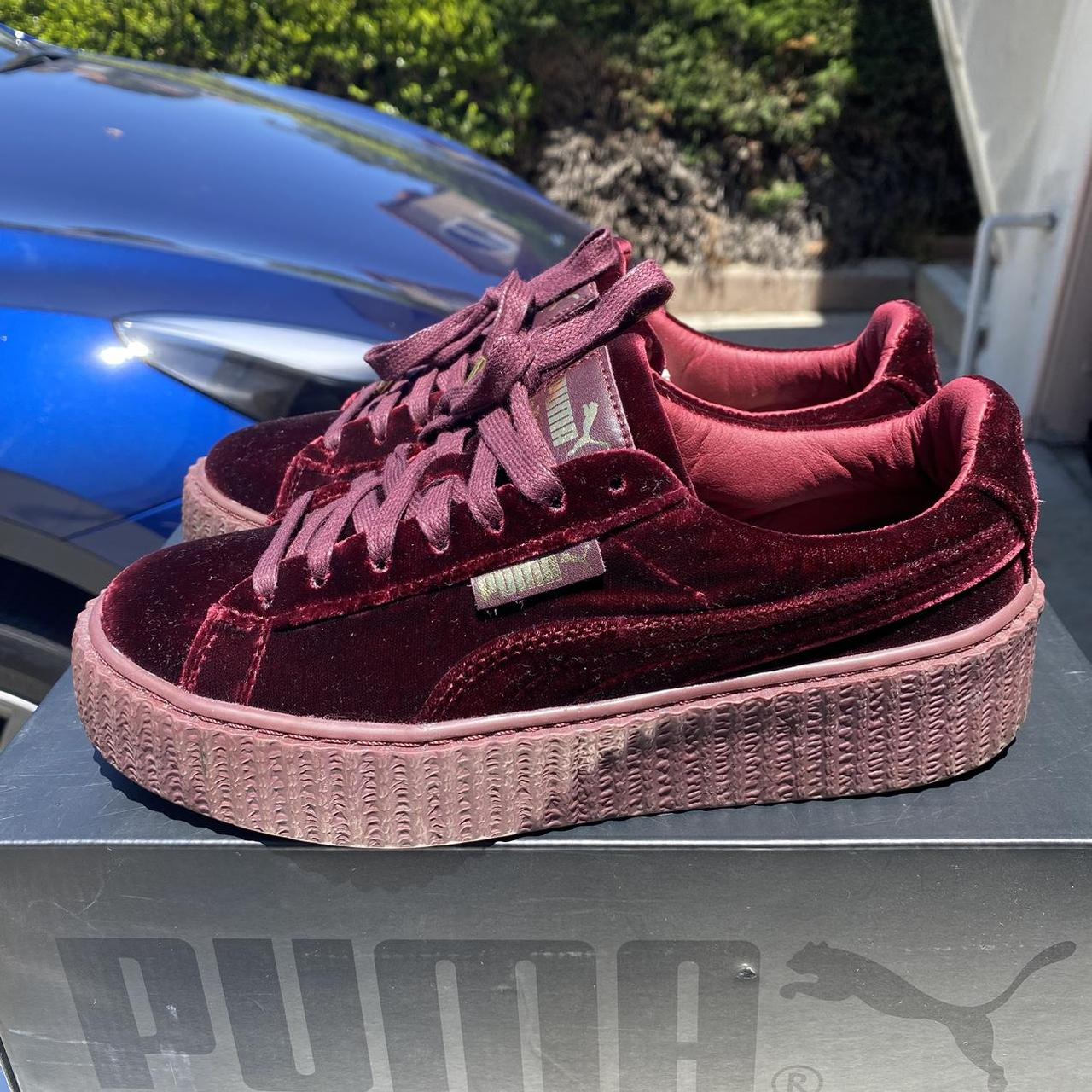 Red velvet puma creepers on sale