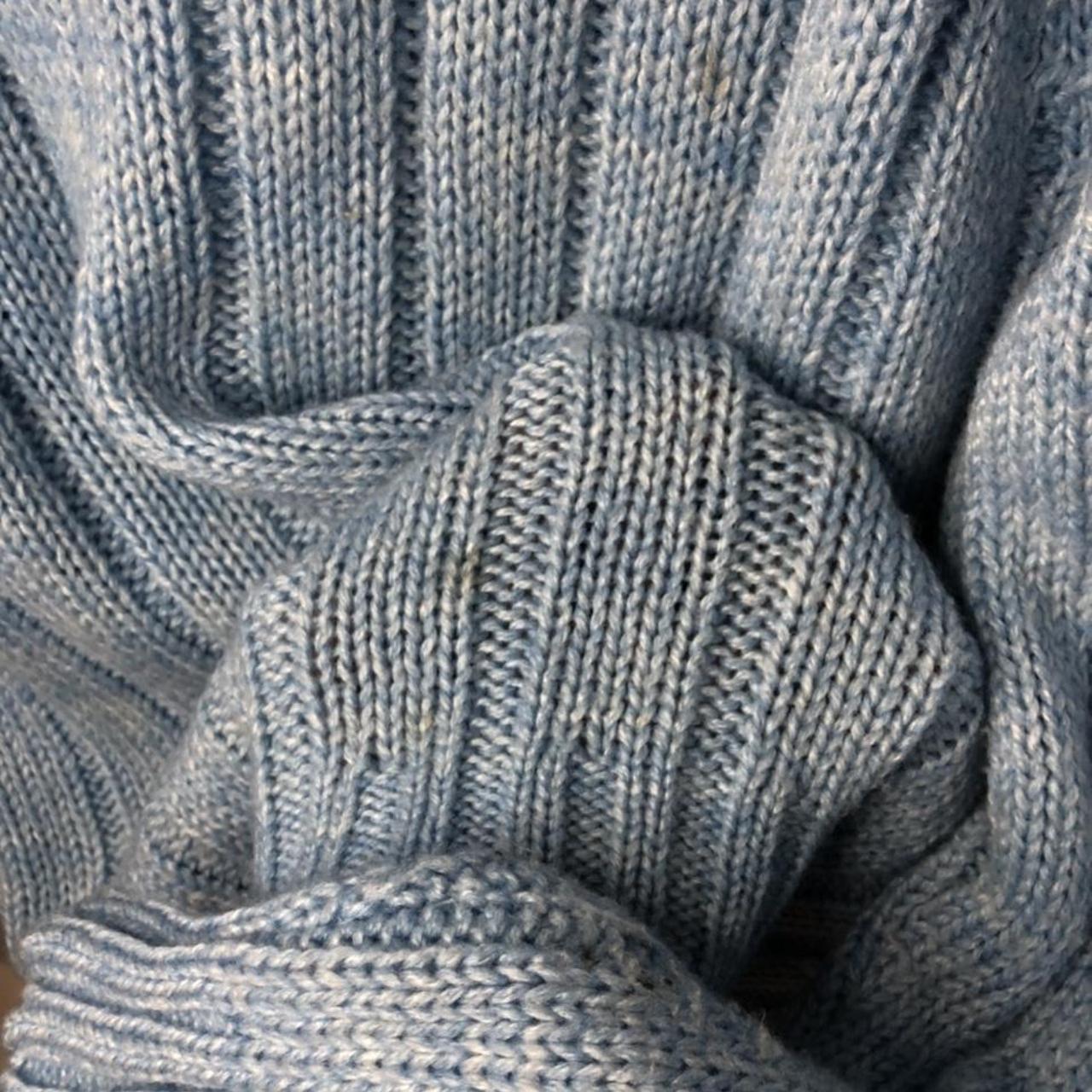 vintage 90’s acrylic knitted baby blue cardigan... Depop