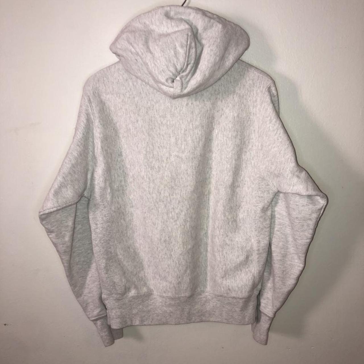 Champion Men's Grey and Red Hoodie | Depop