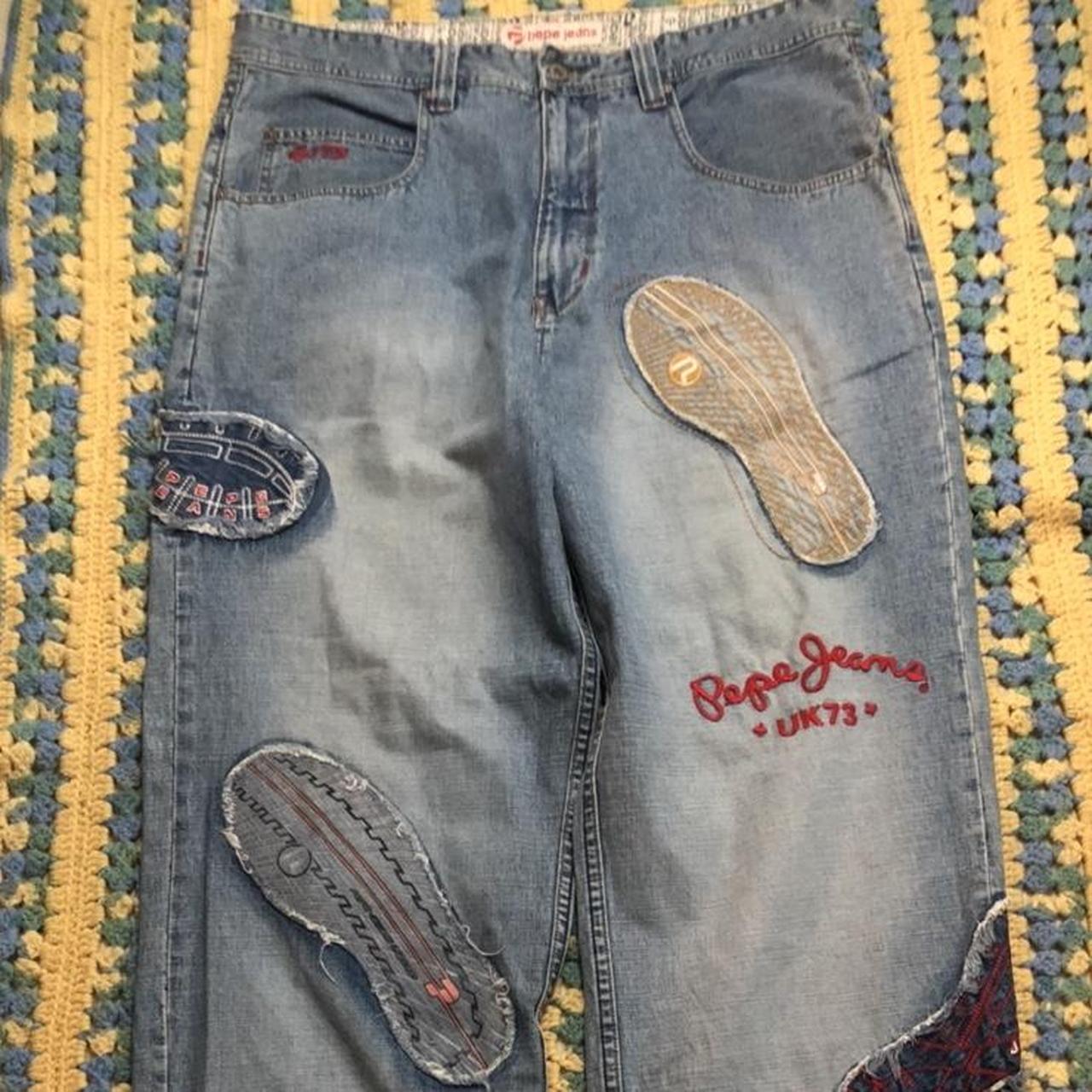 vintage 90’s patchwork Pepe jeans •size:... - Depop