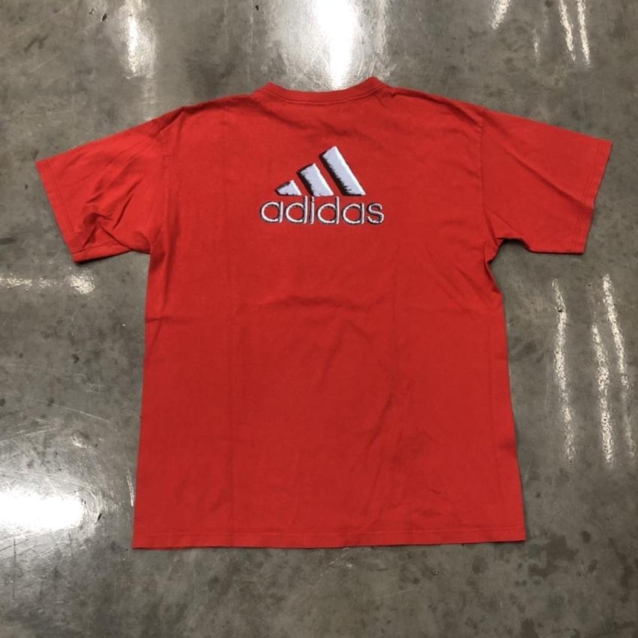 Adidas Men's Red and Silver T-shirt (2)