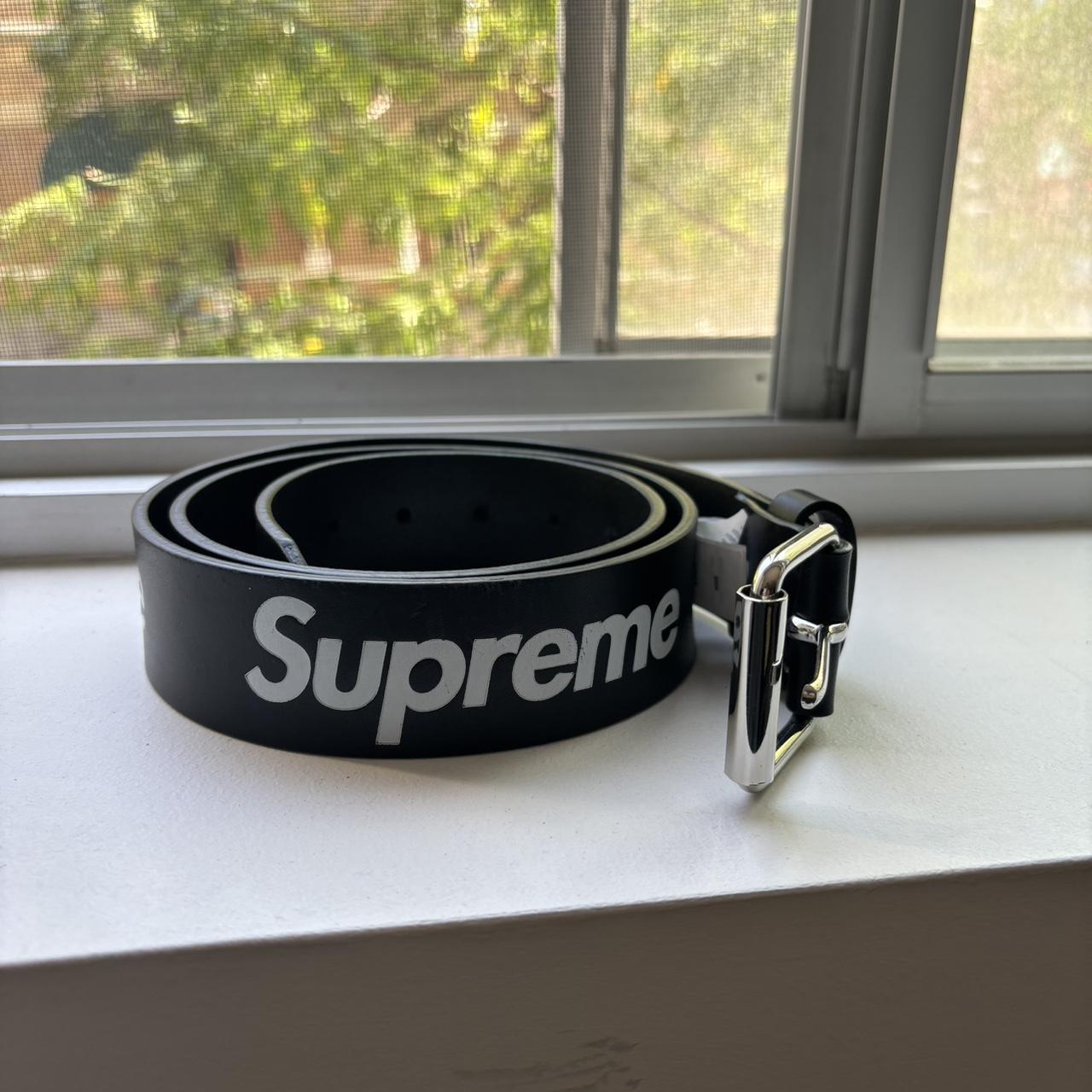 Supreme Repeat Leather Belt black 