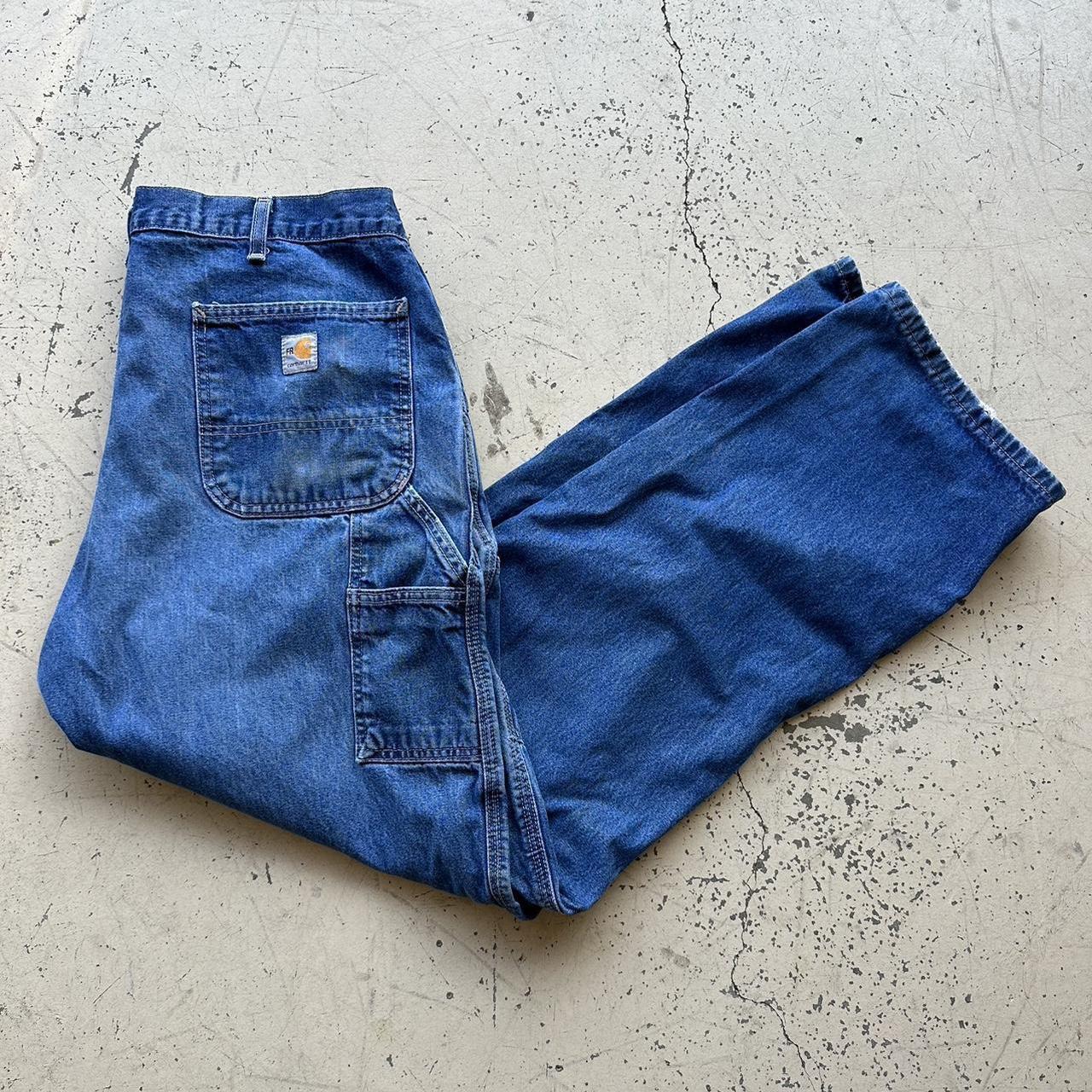 Vintage Blue Carhartt Pants, 38x34, Decent... - Depop