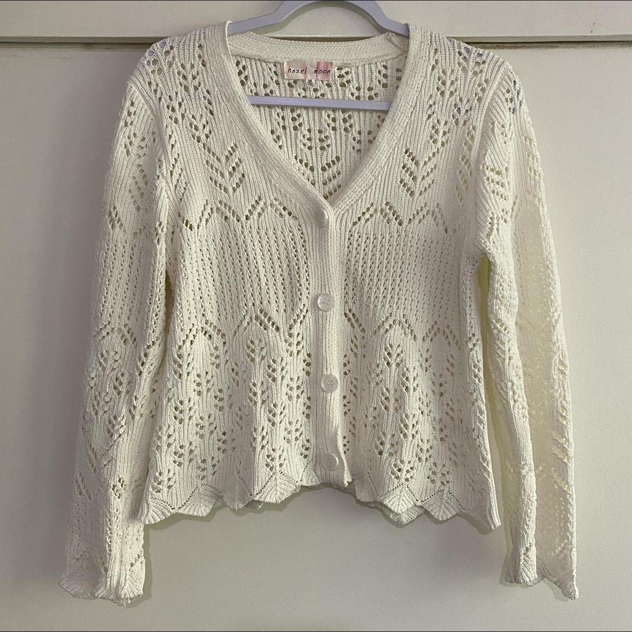 Gorgeous white lacy knit/crochet cardigan. Slightly... - Depop