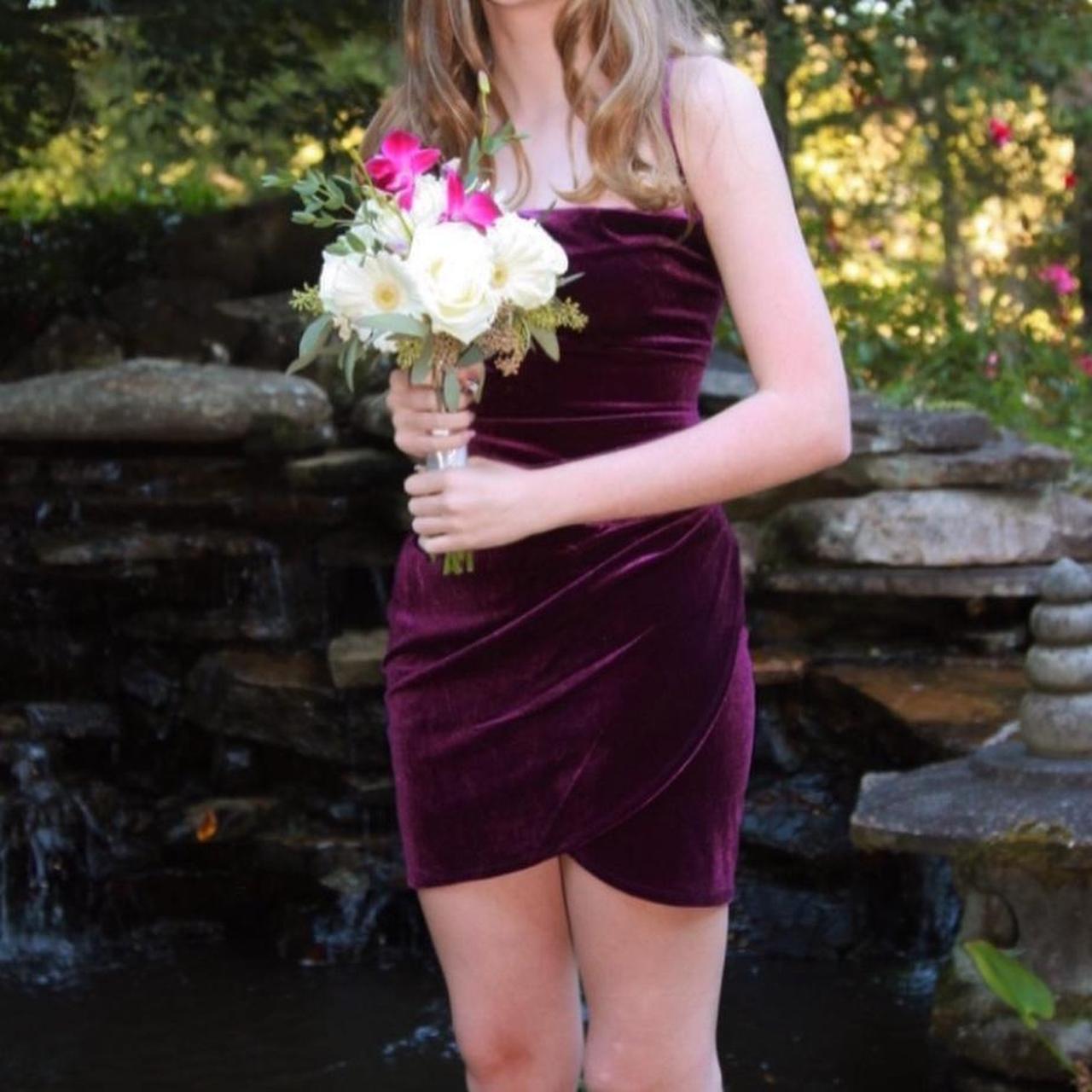 Purple velvet homecoming dress only worn once Depop