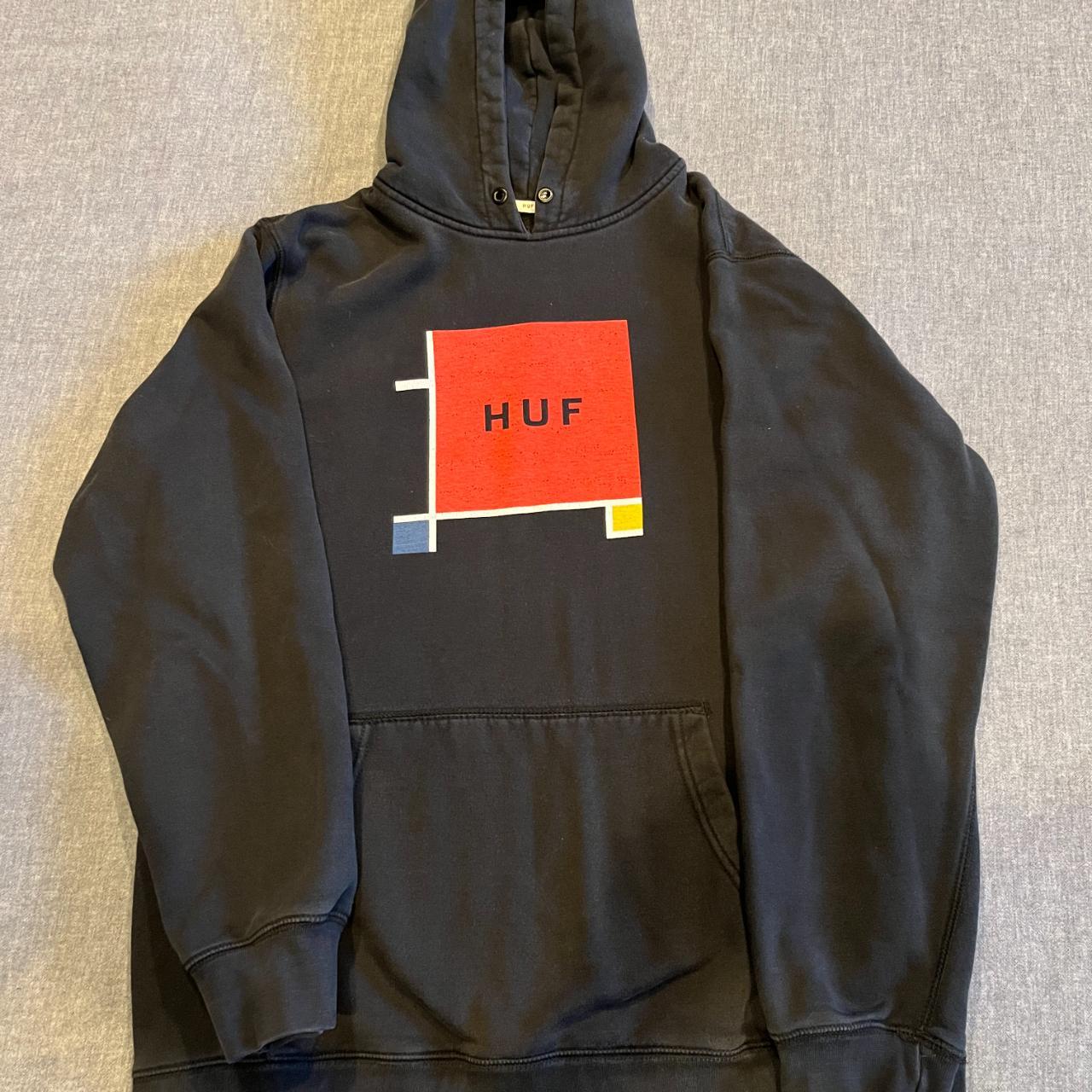 Black HUF Graphic Hoodie size Large Depop