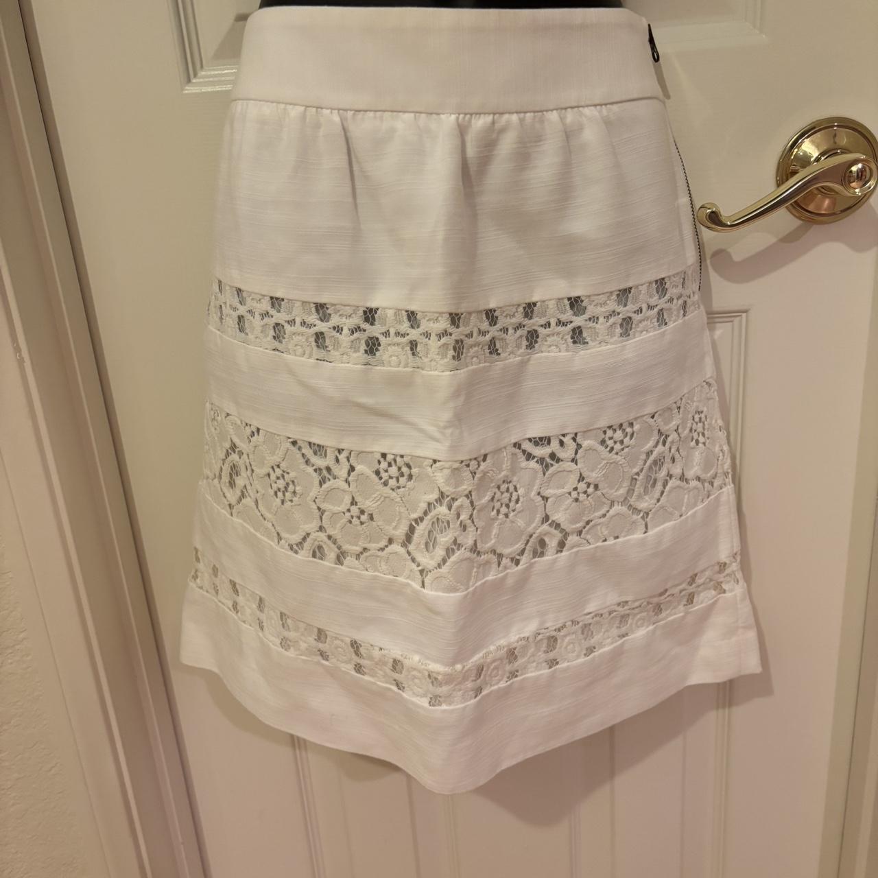 LOFT Women's Skirt - White - 2 – White lined lace… - image 1