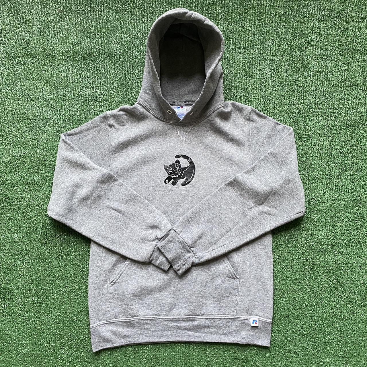 Gray vintage Russell athletic hoodie w/ cat... - Depop