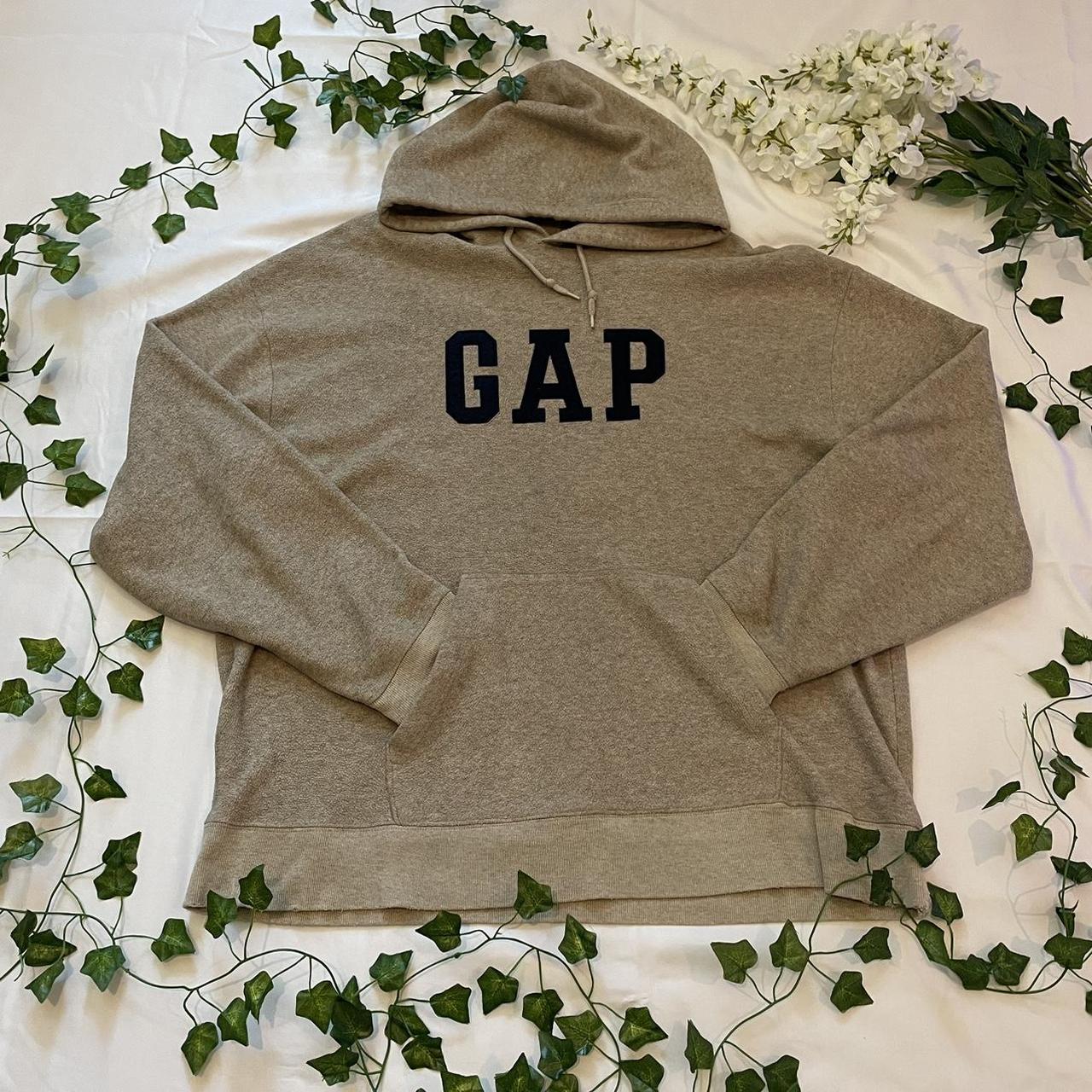 Brown graphic hoodie from Gap. Red lettering and red - Depop