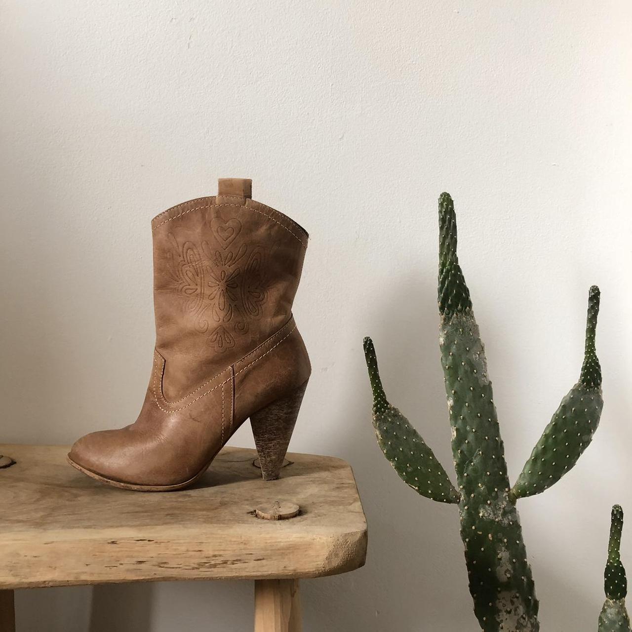 Stunning real leather cowboy ankle boots from Miss. Depop