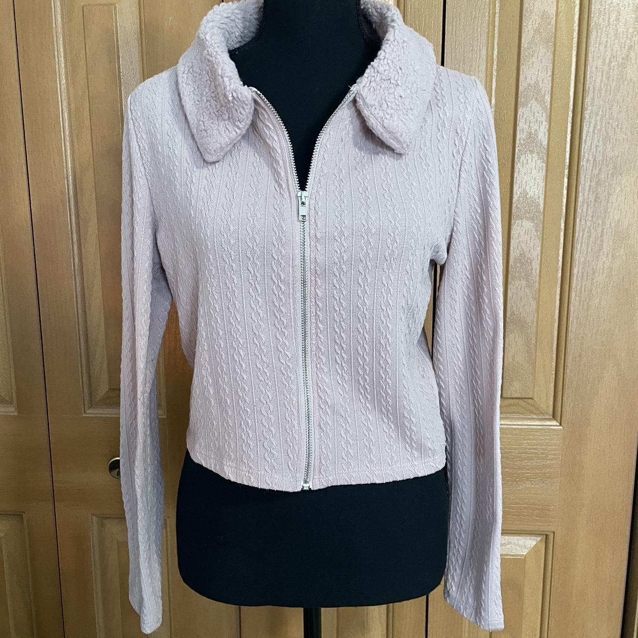 Blush pink zip up Iris large sweater perfect for... Depop