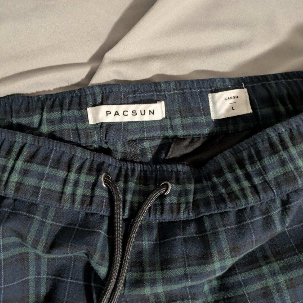 PacSun Men's Pants - Blue/Green - L – PacSun green and navy plaid trousers