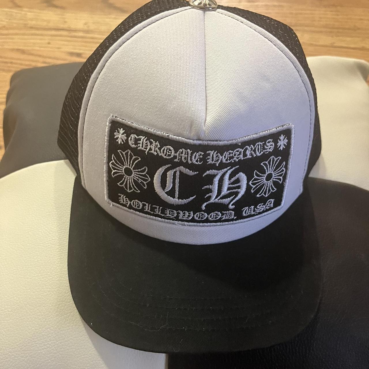 Chrome Hearts Hollywood USA Black/White Trucker Mesh... Depop