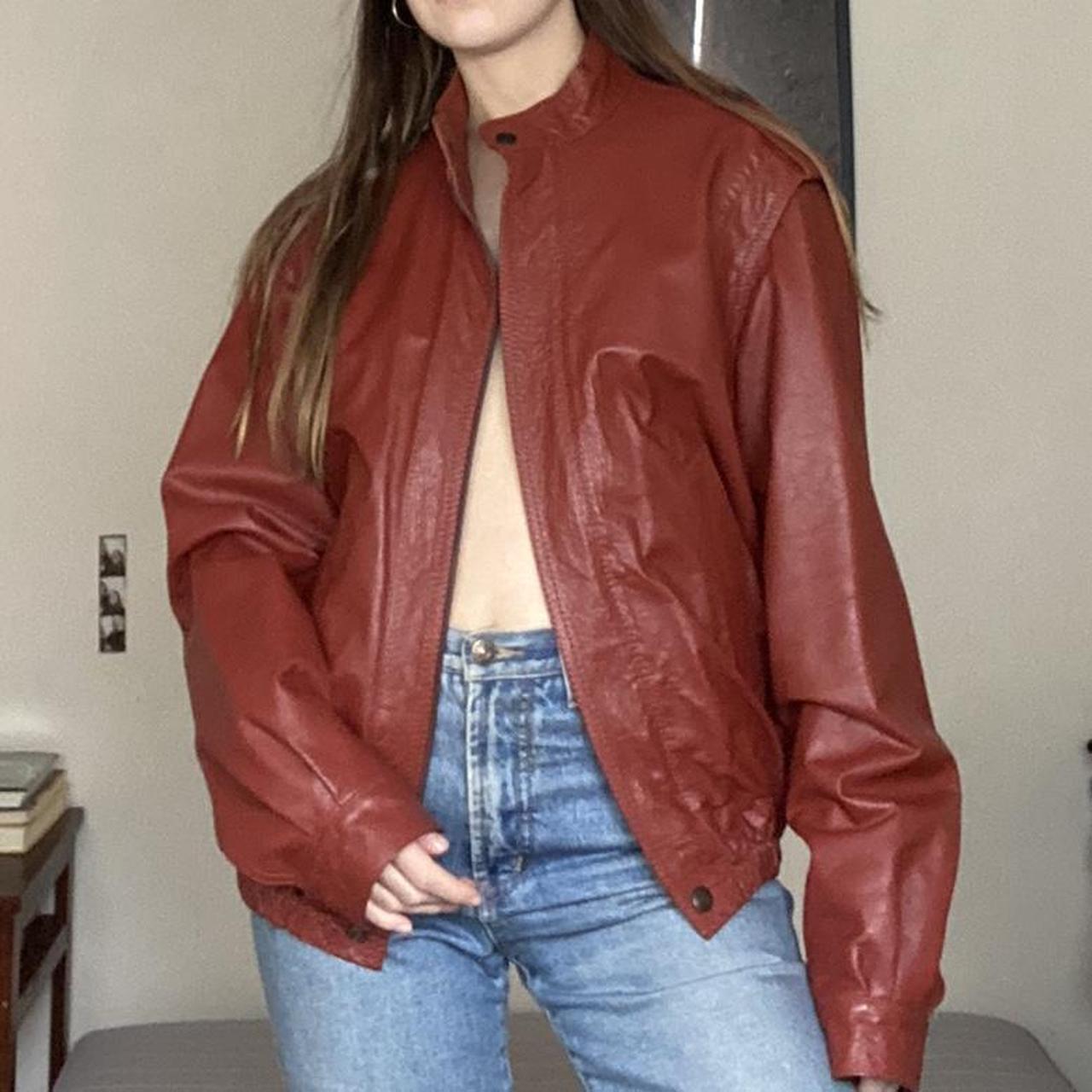 100% leather bomber jacket - in perfect condition! A... - Depop