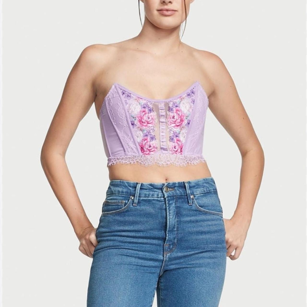 Victoria's Secret Heart Embroidery Strapless Corset Top Color Fuchsia New  (as1, alpha, x_s, c, regular, regular) at  Women's Clothing store