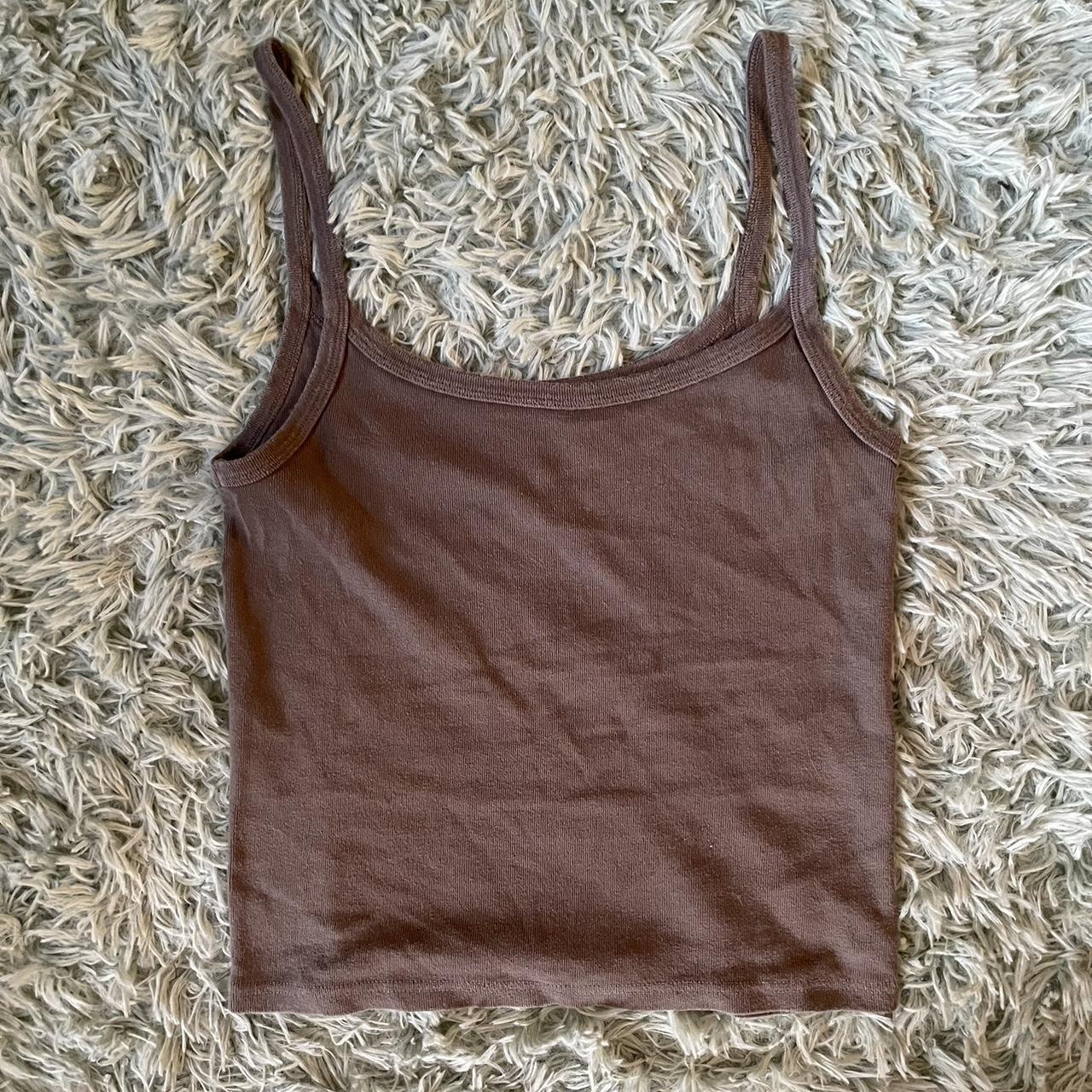 brandy melville green basic tank top message with... Depop