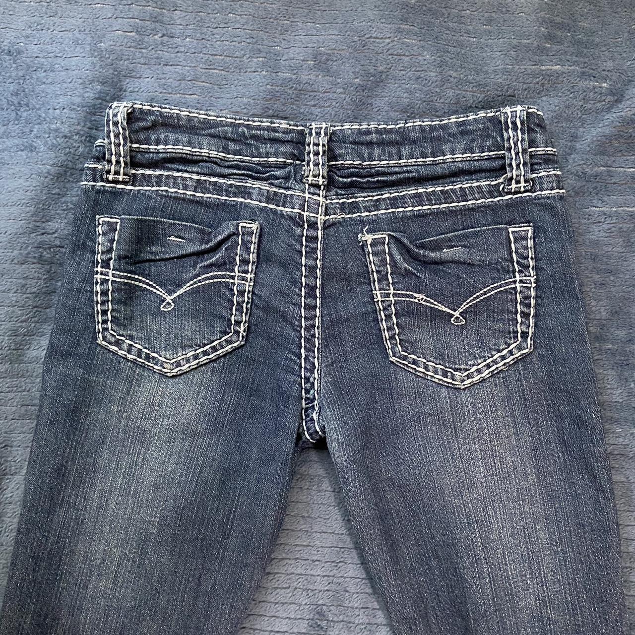 y2k bootcut embroidered jeans size 3 short... - Depop