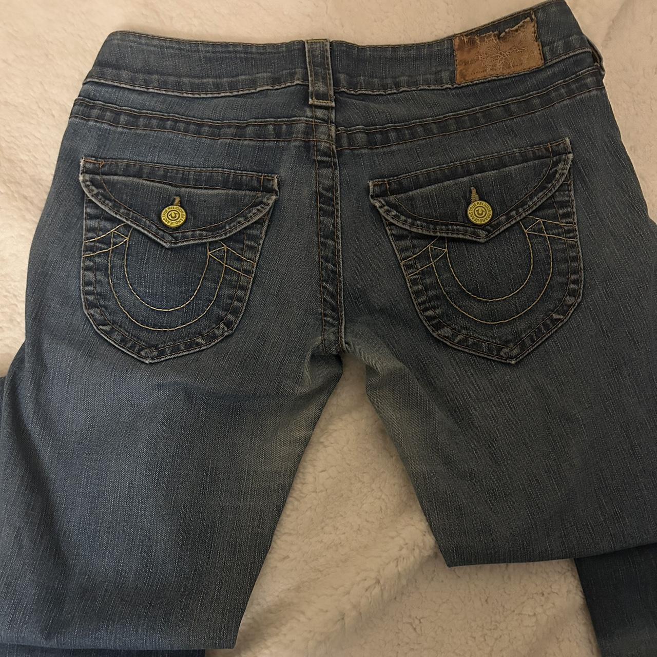 True religion low rise jeans with yellow button - Depop
