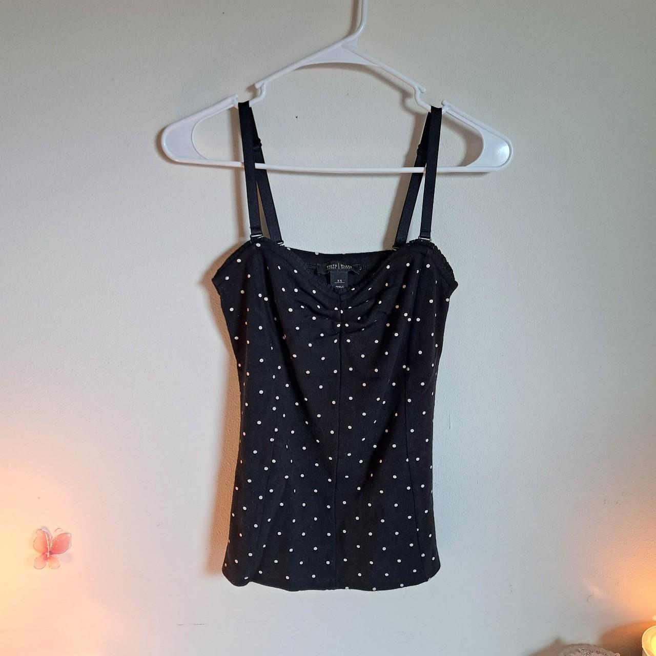 Black White Coquette Polka Dot Top DEPOP Depop