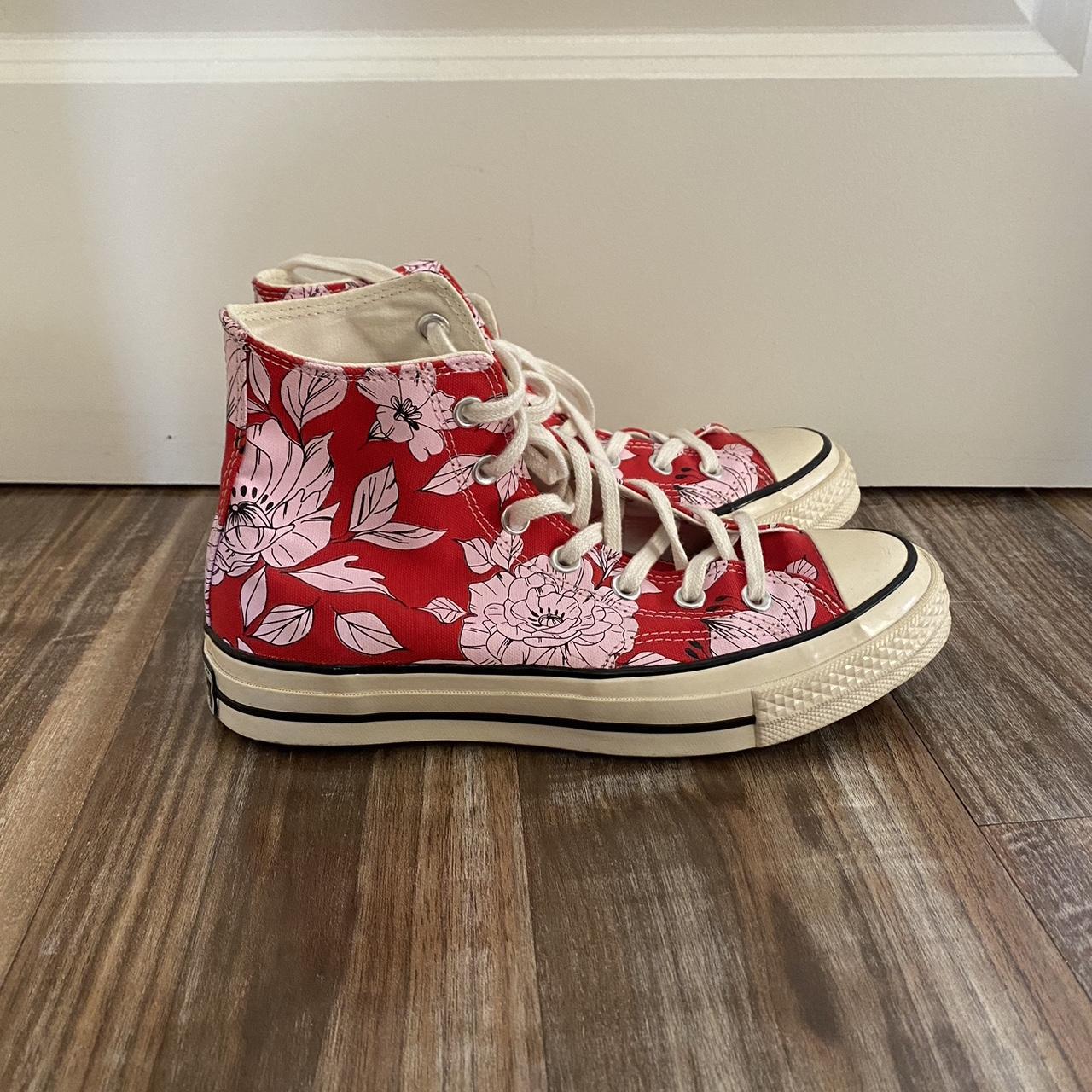 Red floral clearance converse