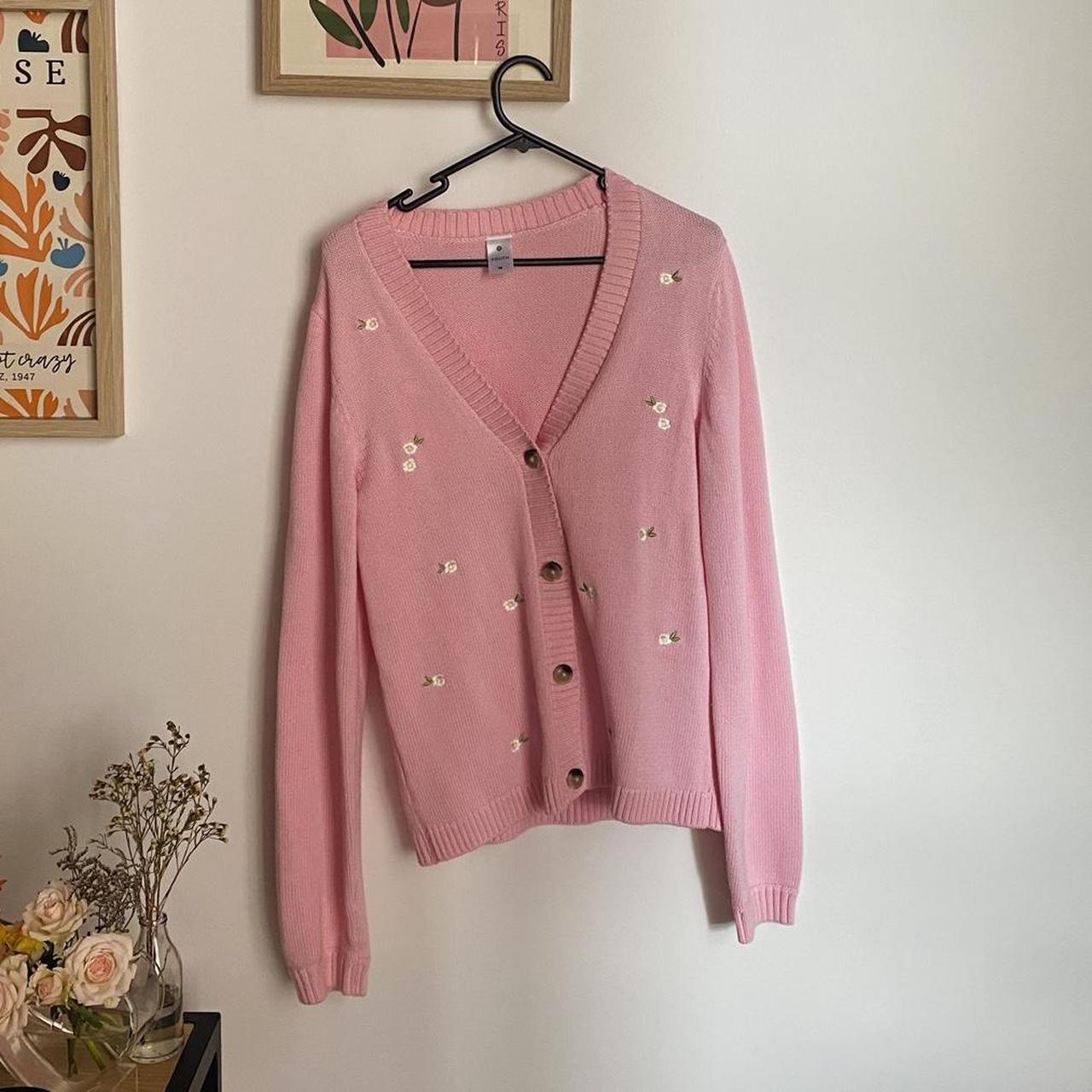 Target pink cardigan with embroidered flowers Size