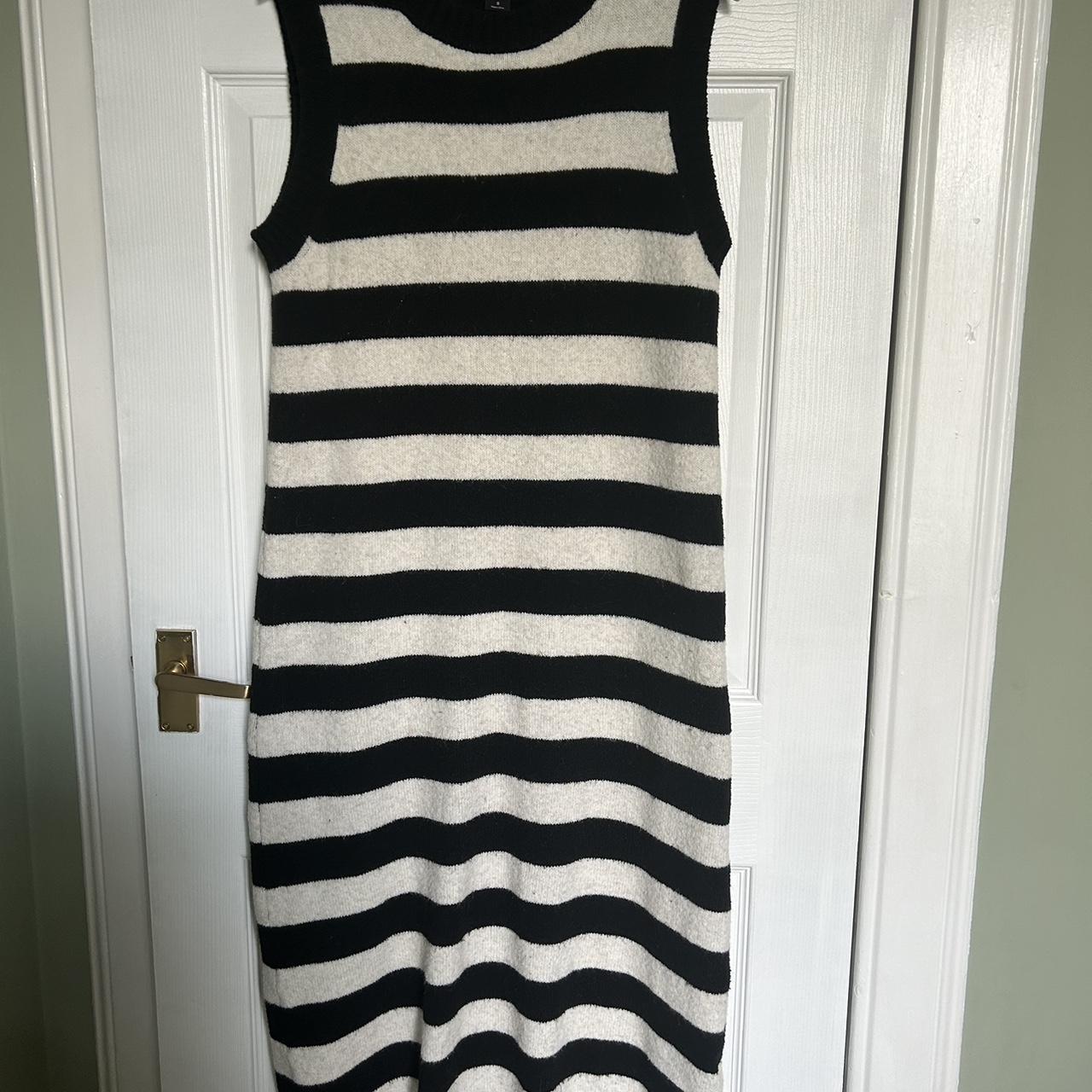 Monki black and white striped dress best sale