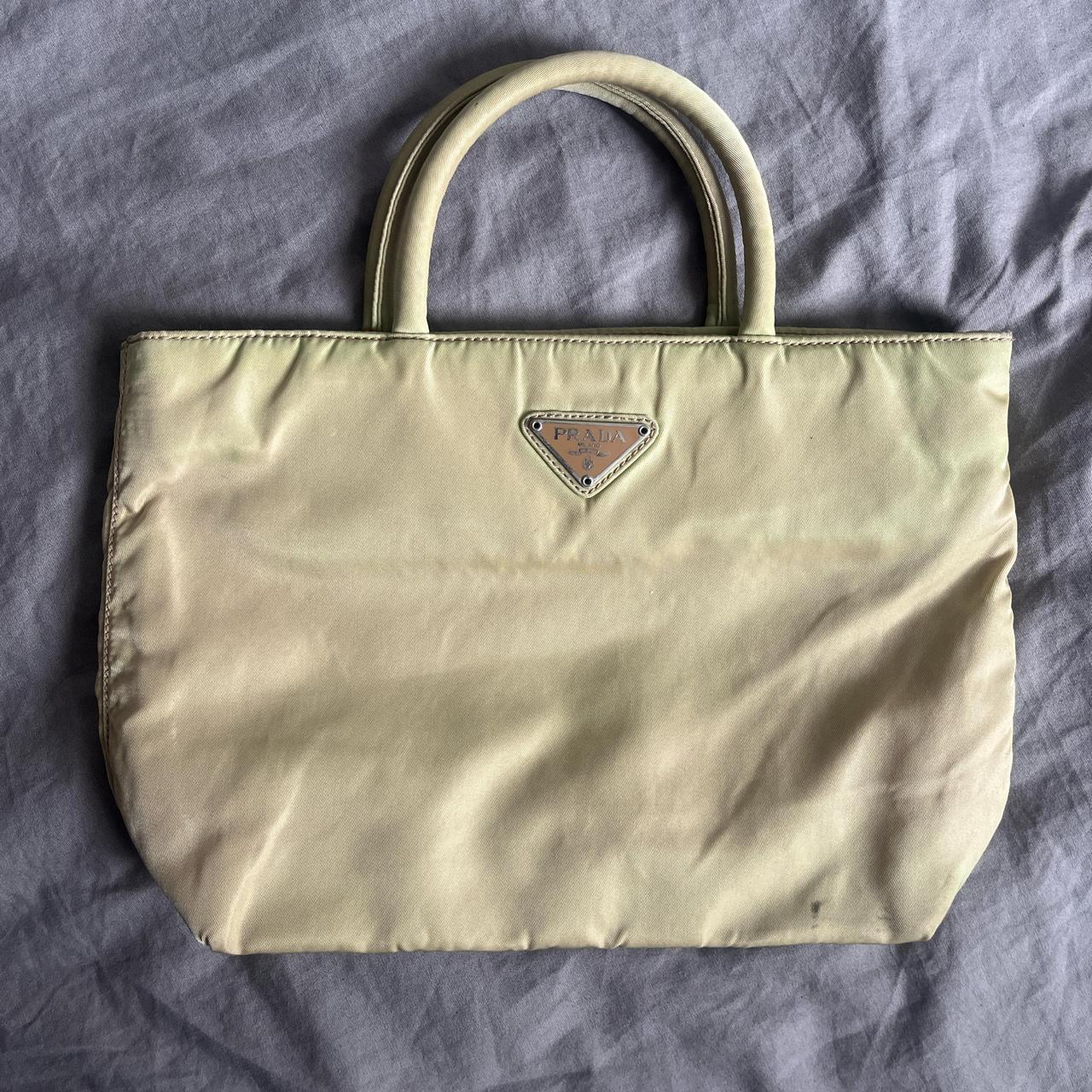 Vintage Prada occasion bag in two tone green. Has a