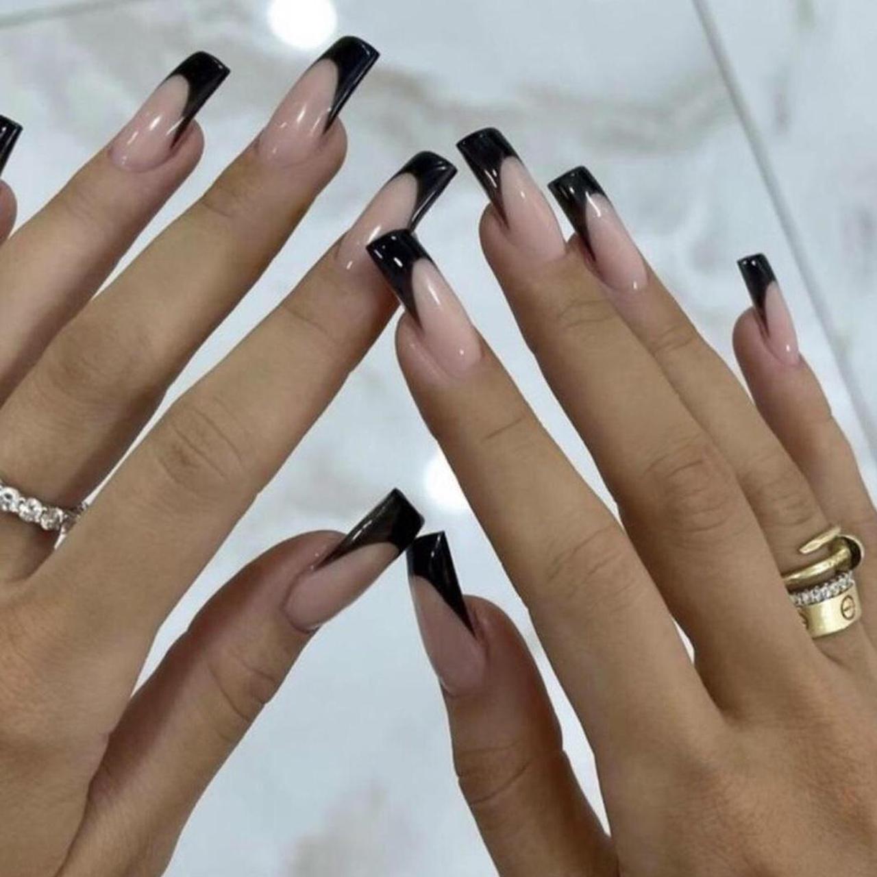 Nails Inc. Black and Tan Nails Depop