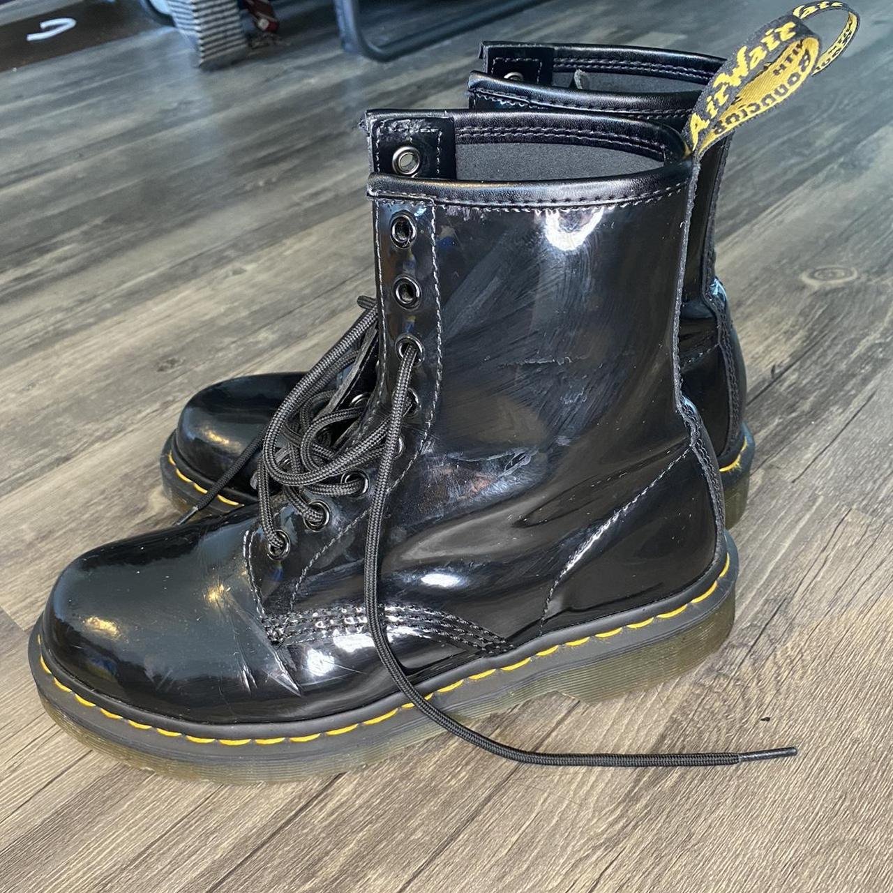 dr. martens patent leather black lace up boots🎱💫 US... - Depop