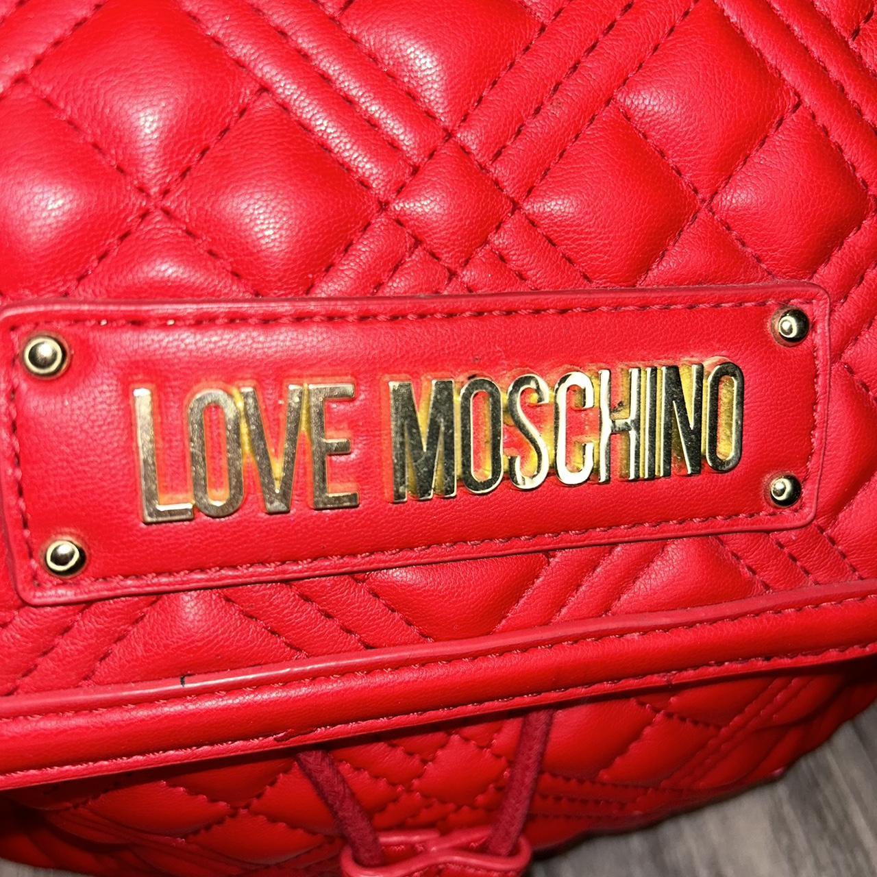 love moschino red leather backpack in perfect Depop