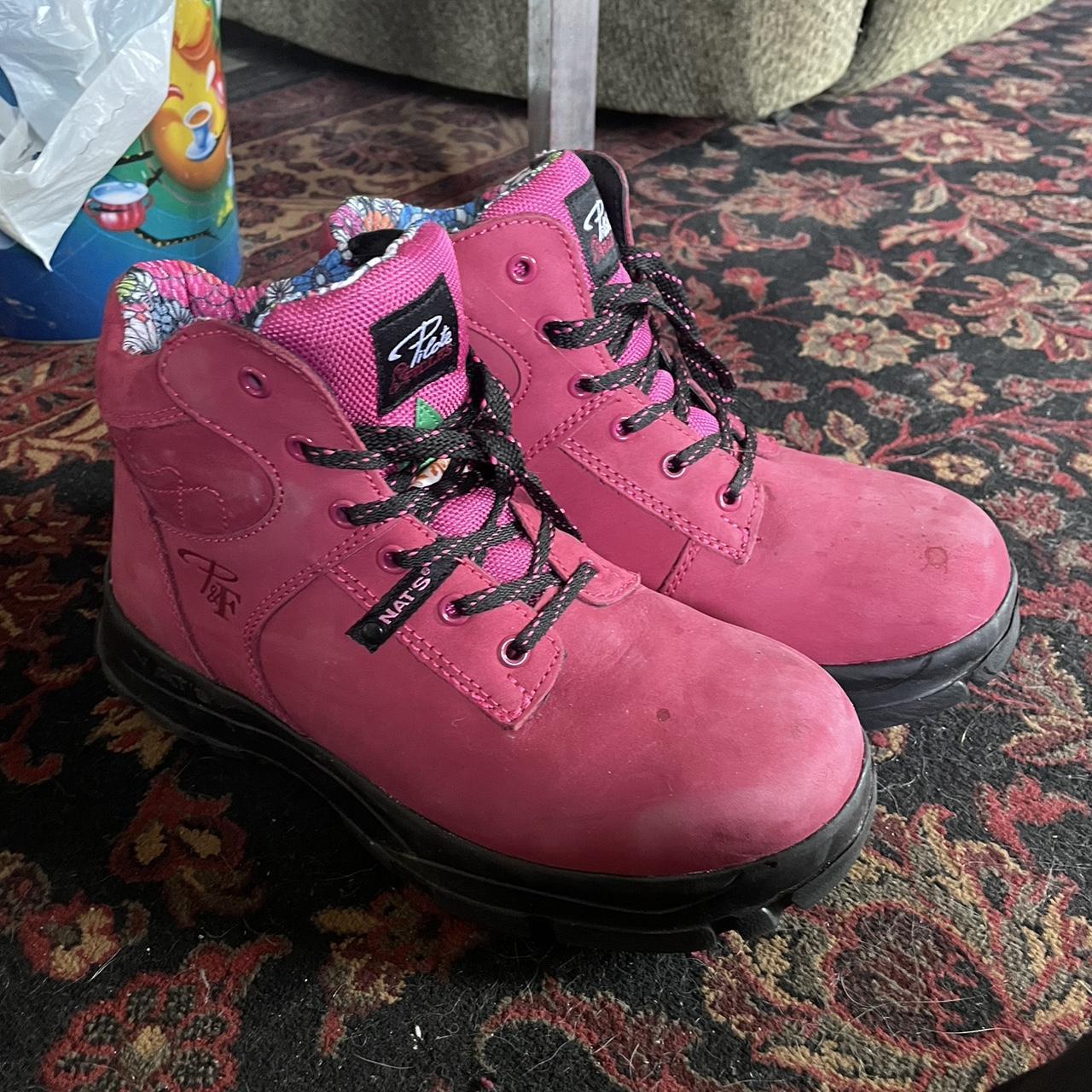 Pink steel toe boots best sale